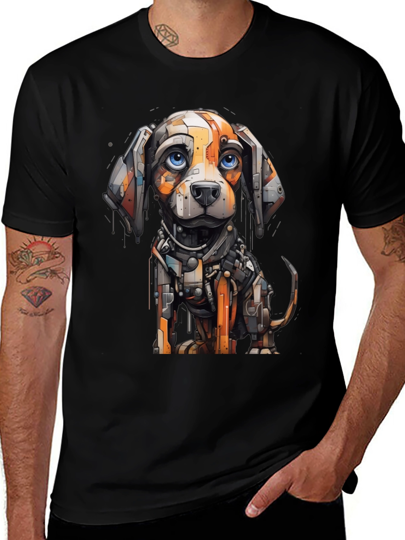 Robotic Dog Graphic Tee - Cool Unique Design