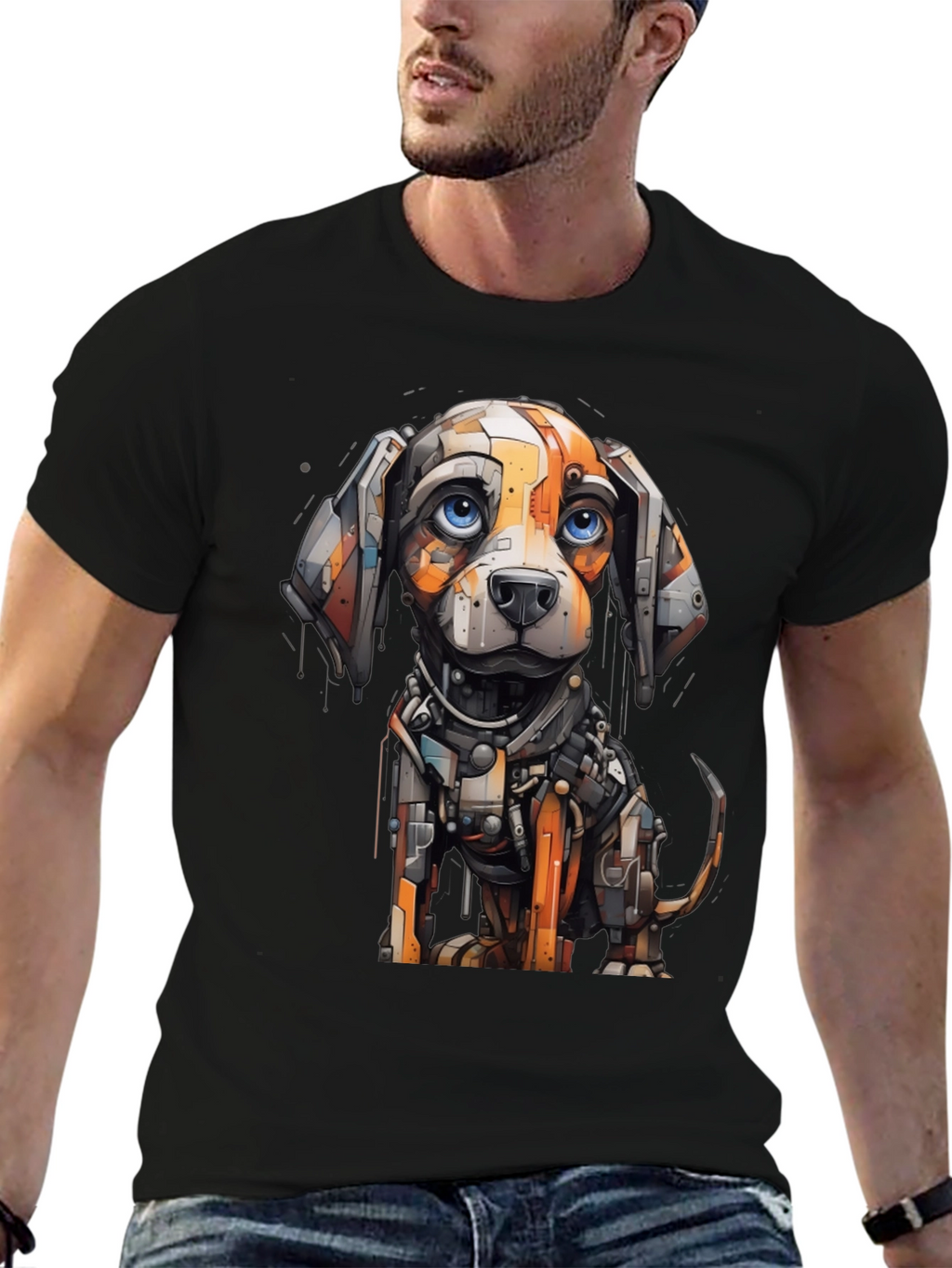 Robotic Dog Graphic Tee - Cool Unique Design