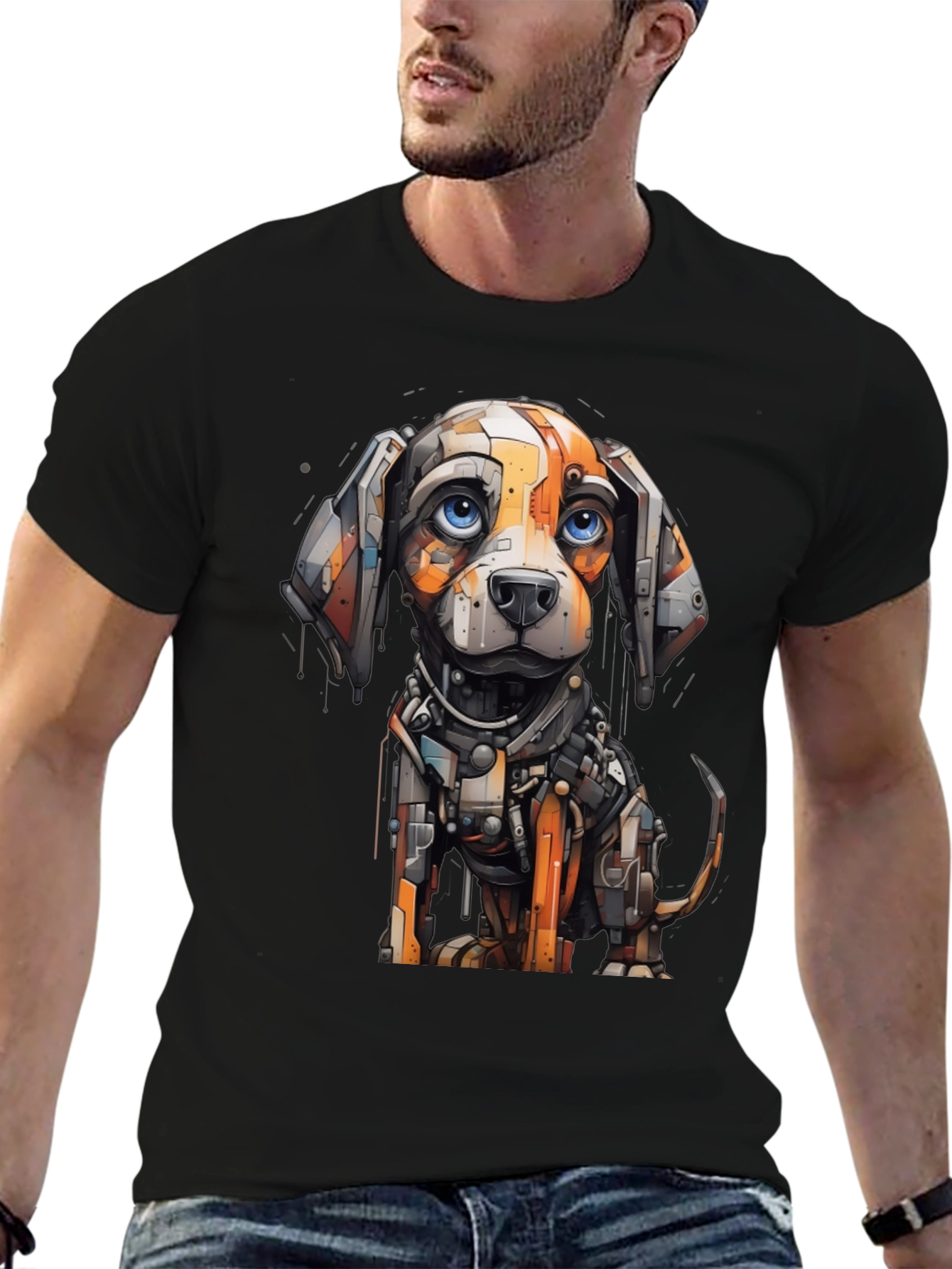 Robotic Dog Graphic Tee - Cool Unique Design