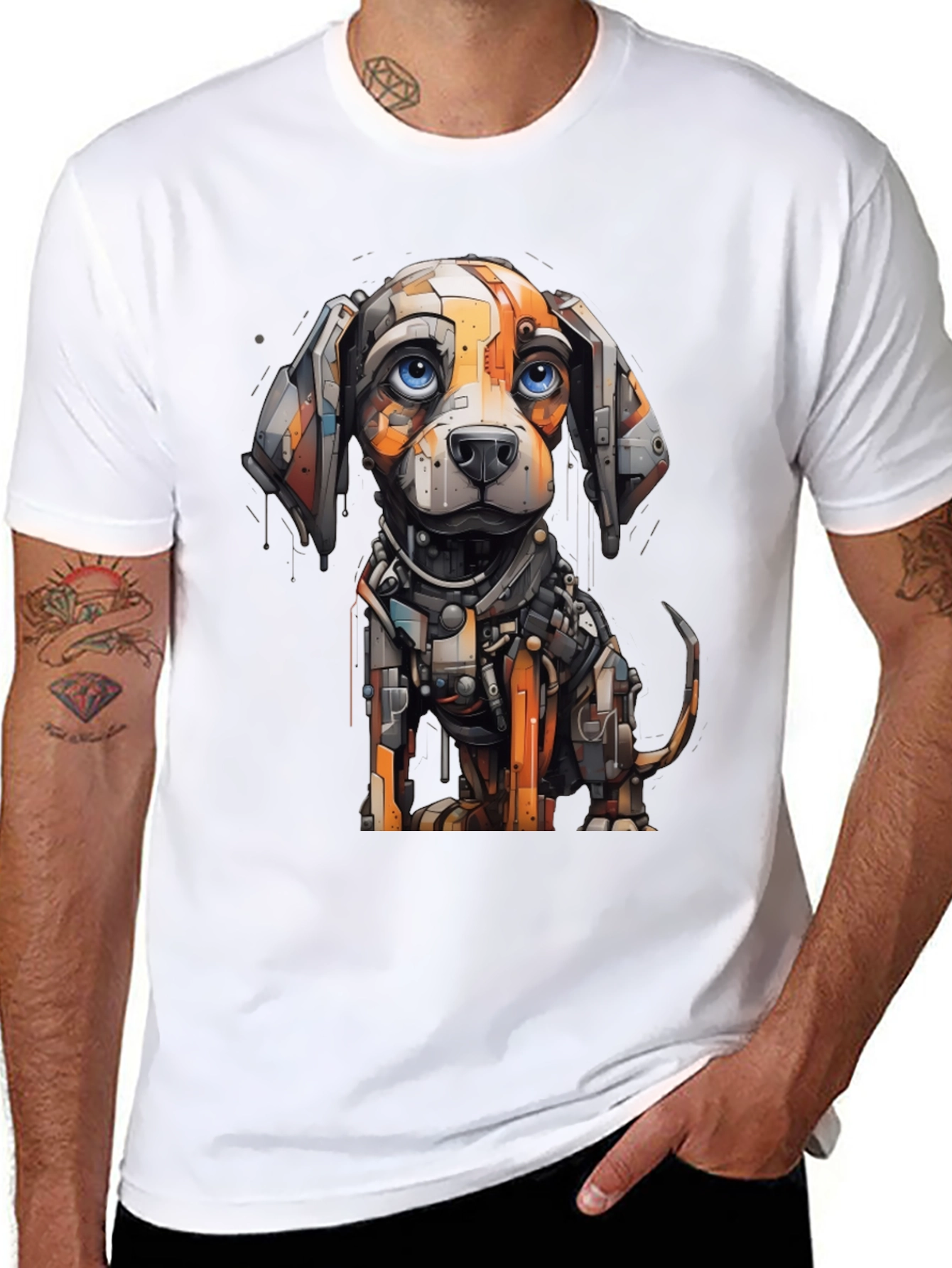Robotic Dog Graphic Tee - Cool Unique Design