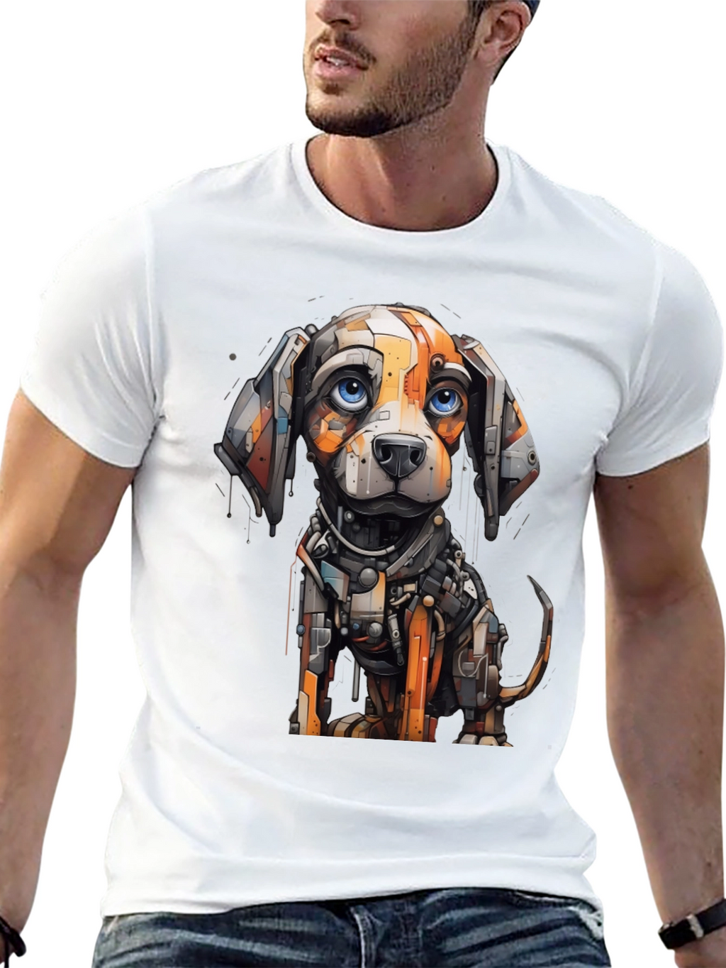 Robotic Dog Graphic Tee - Cool Unique Design