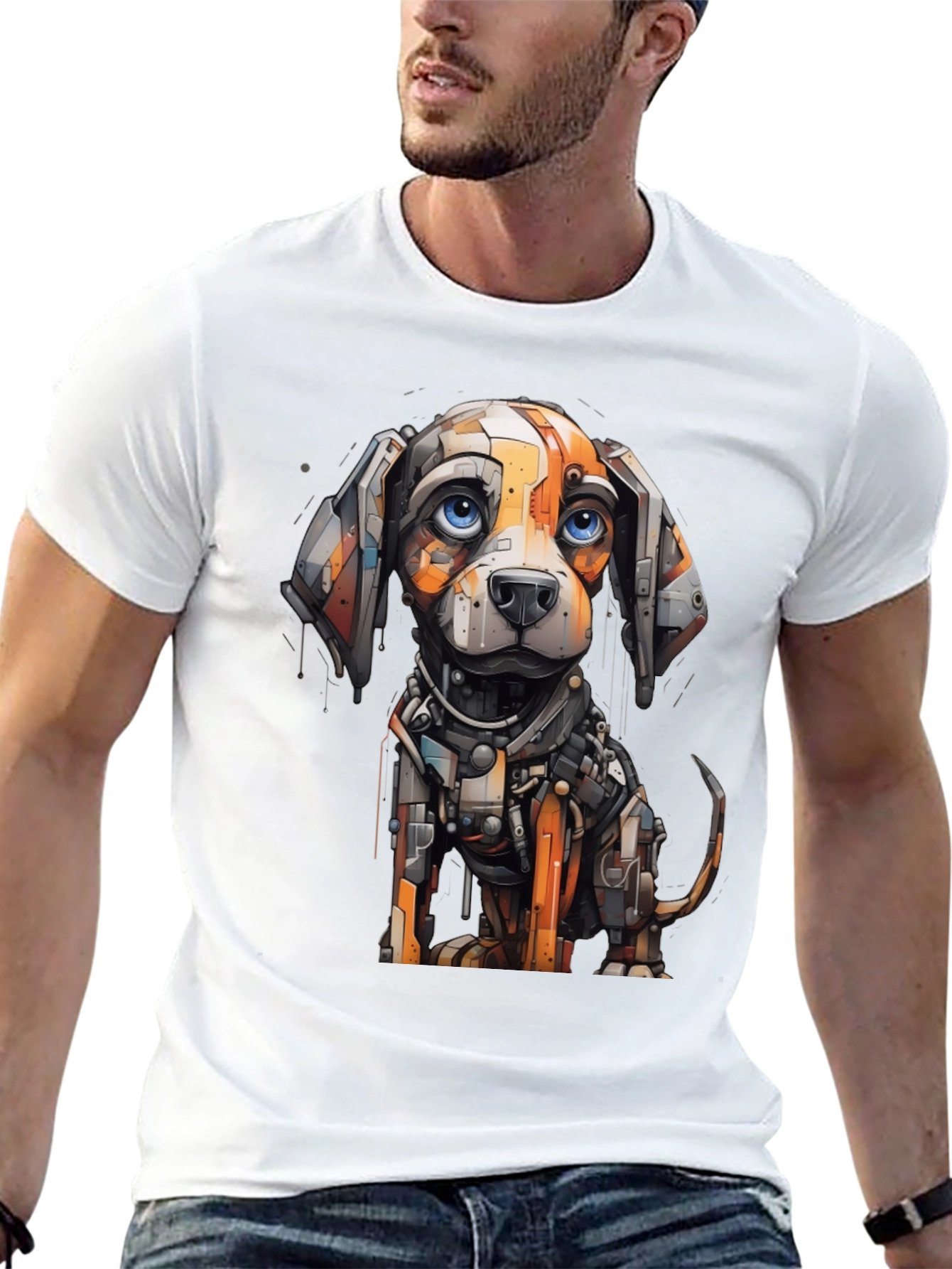Robotic Dog Graphic Tee - Cool Unique Design