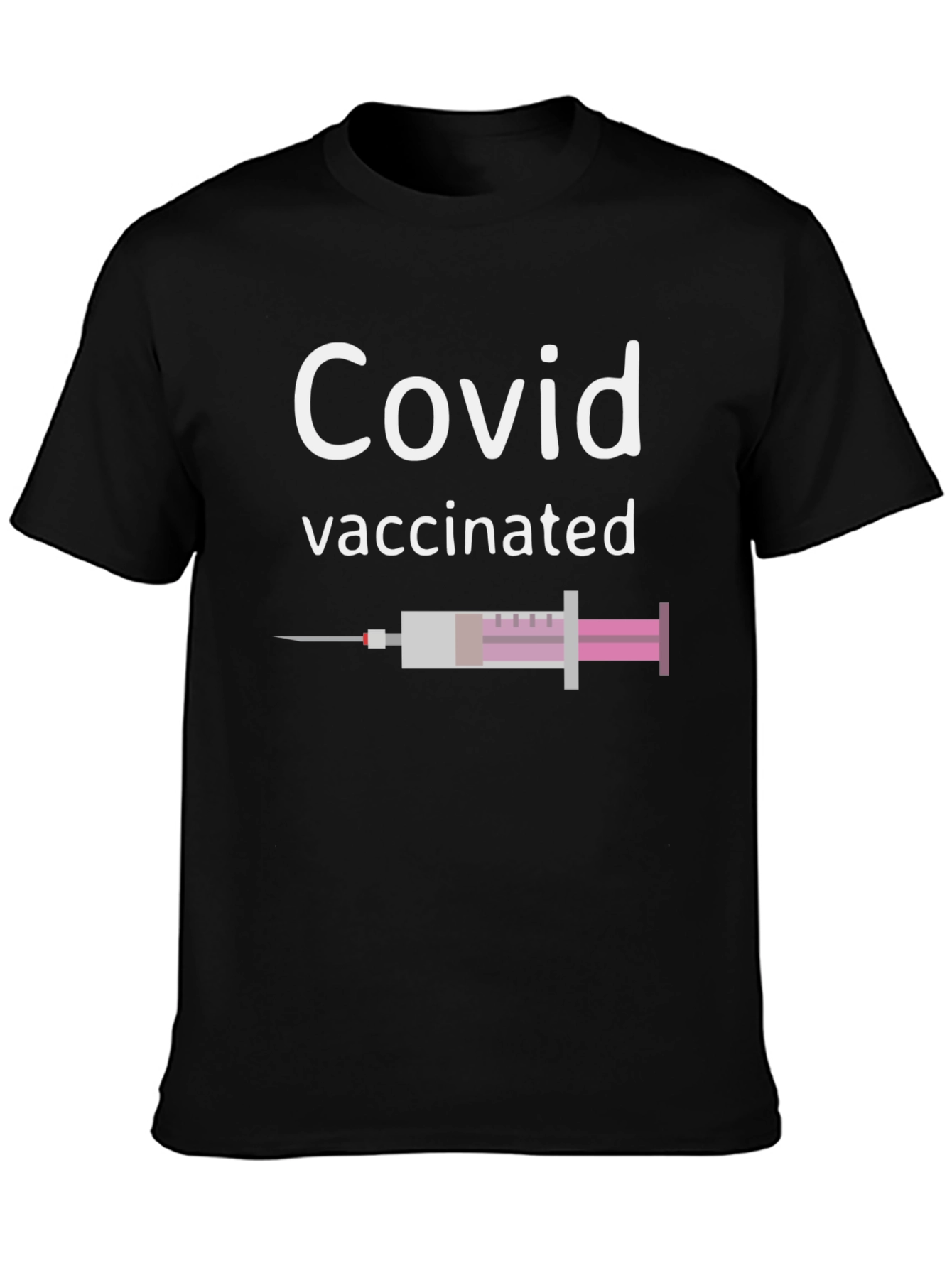 Covid Vaccinated T-Shirt - Black Graphic Tee