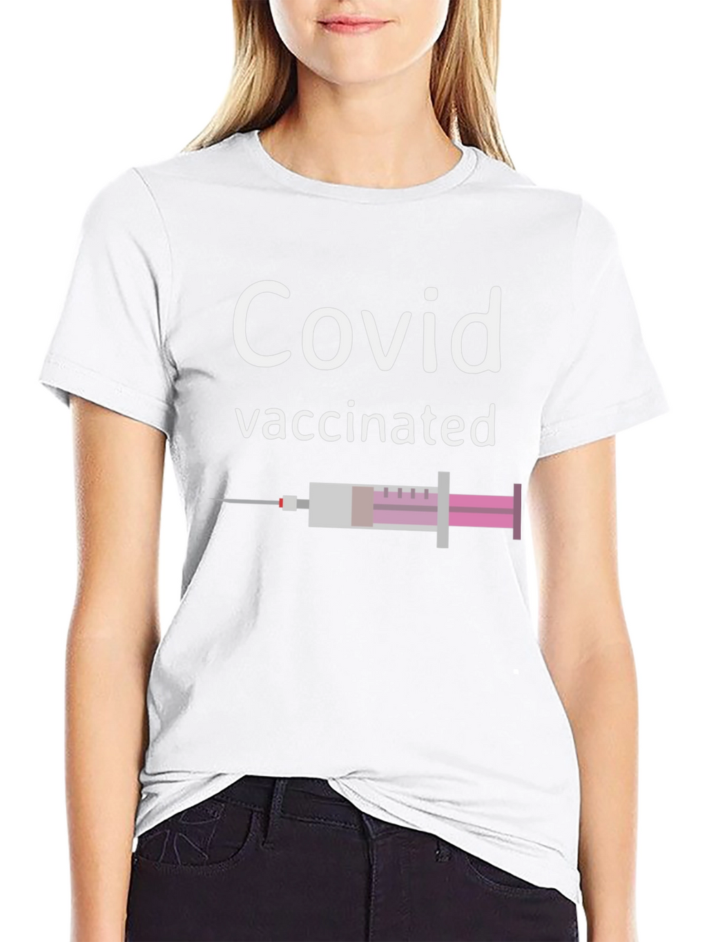 Covid Vaccinated T-Shirt - Black Graphic Tee