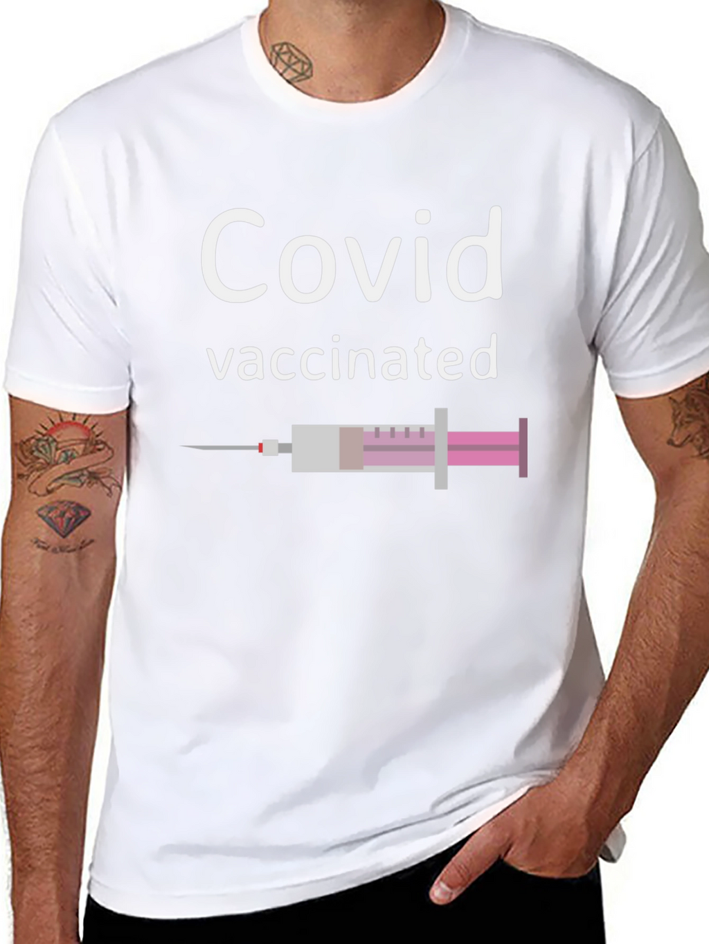 Covid Vaccinated T-Shirt - Black Graphic Tee