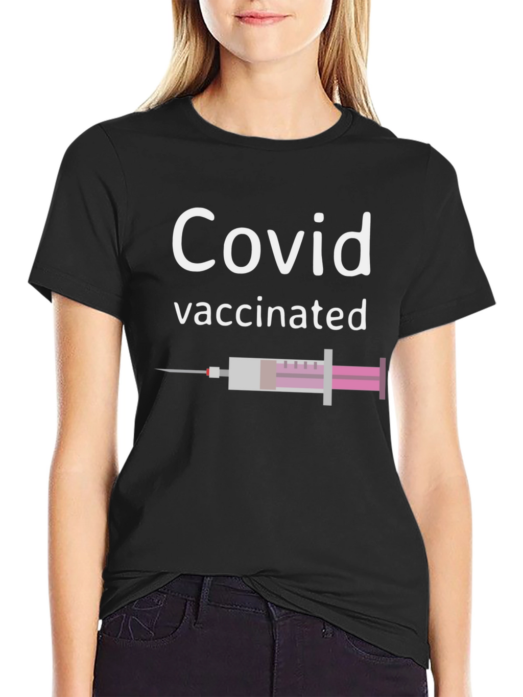 Covid Vaccinated T-Shirt - Black Graphic Tee