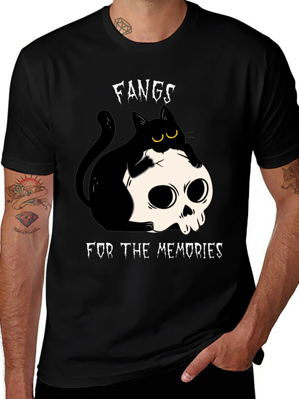 Fangs for the Memories T-Shirt Cat Skull