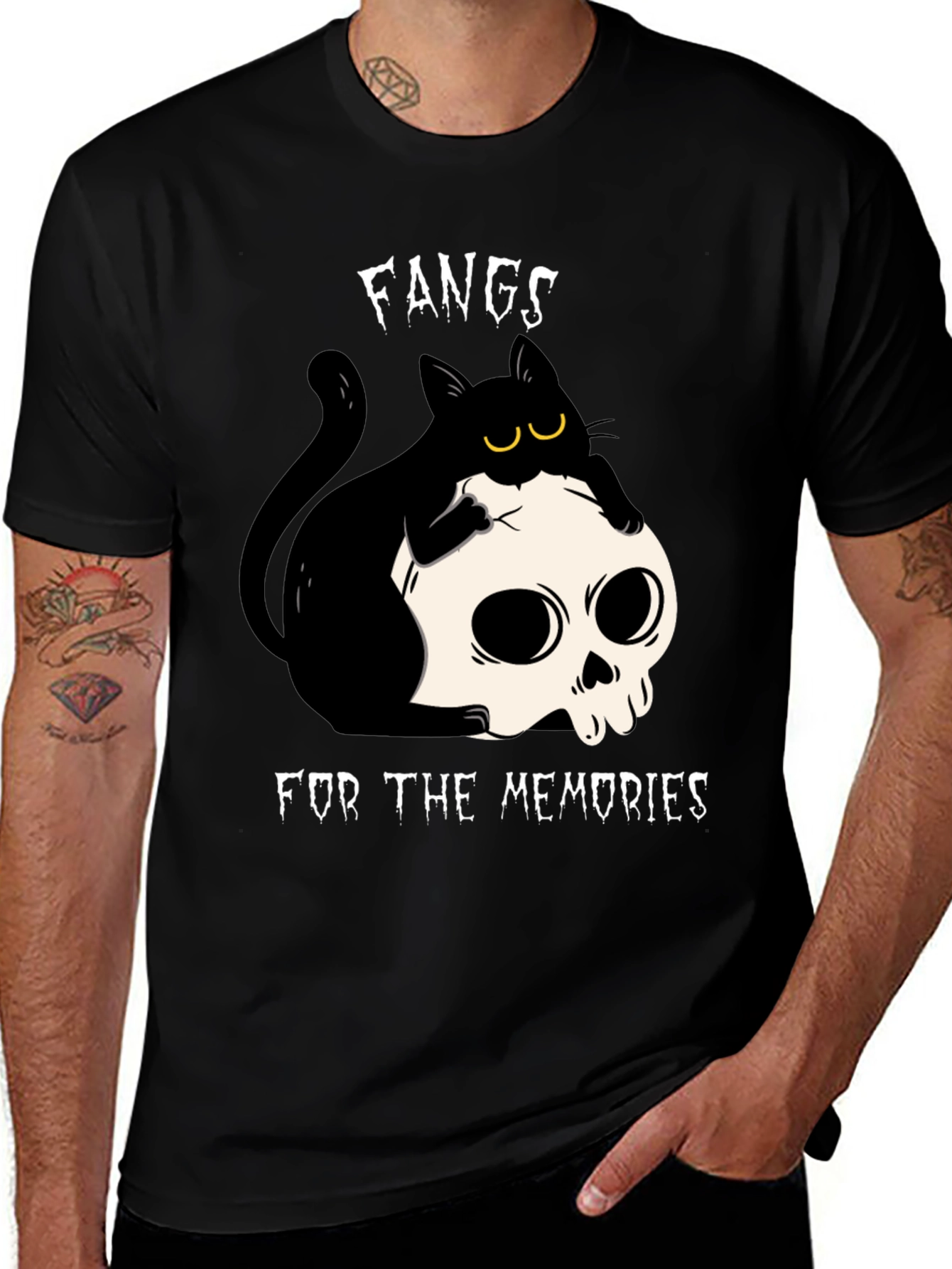 Fangs for the Memories T-Shirt Cat Skull