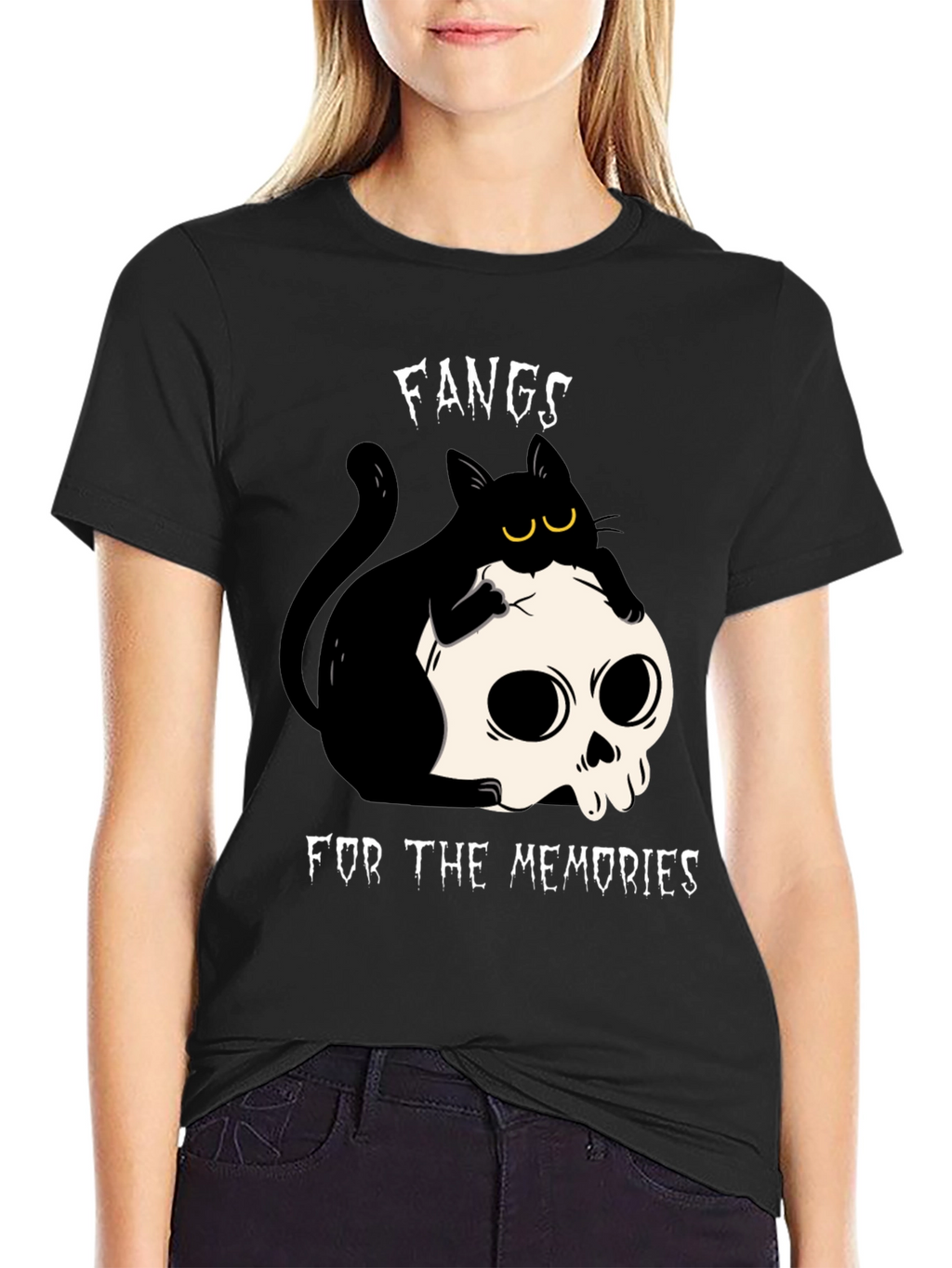 Fangs for the Memories T-Shirt Cat Skull