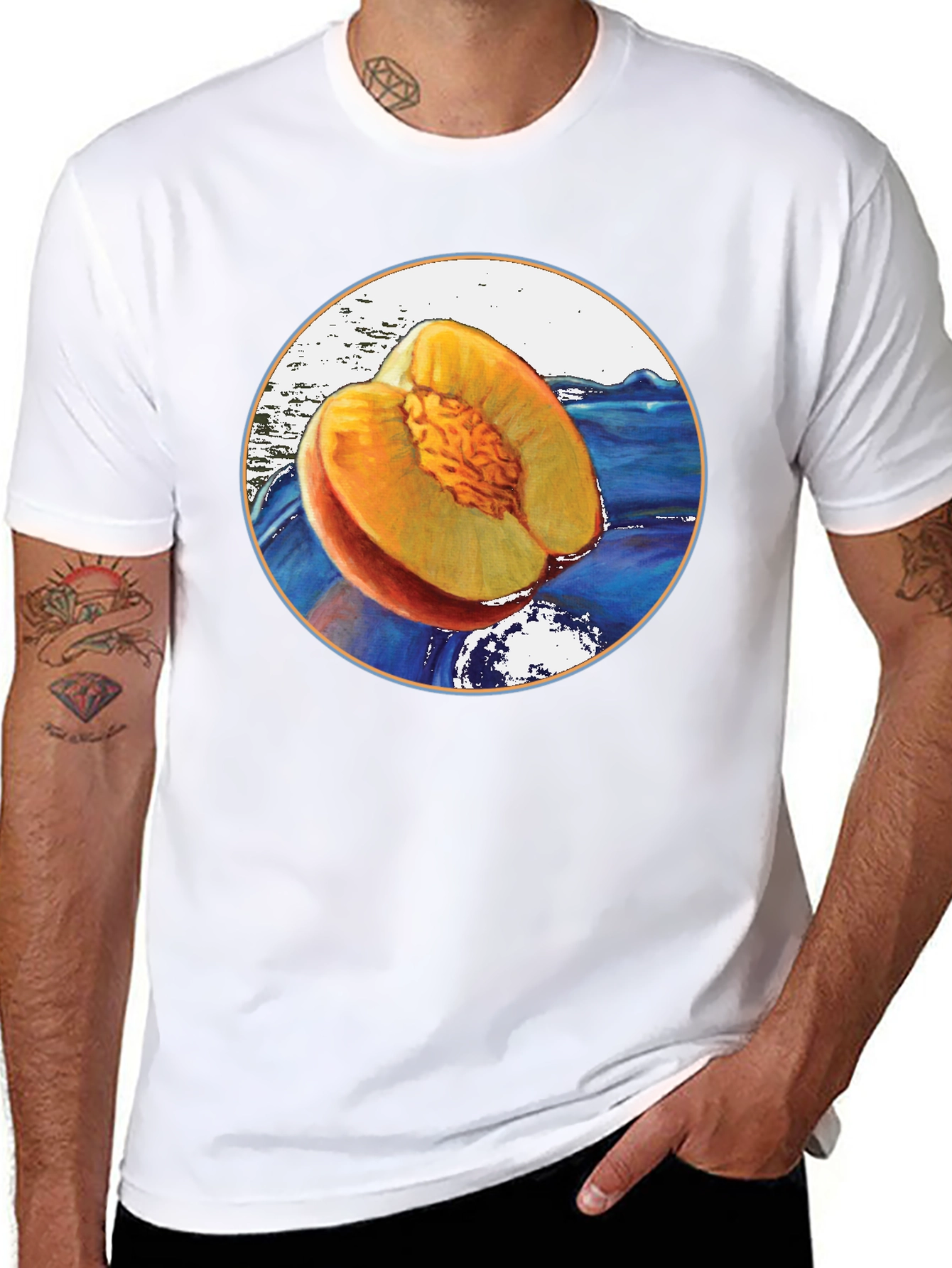 Peach Fruit Graphic T-Shirt - Unique Design