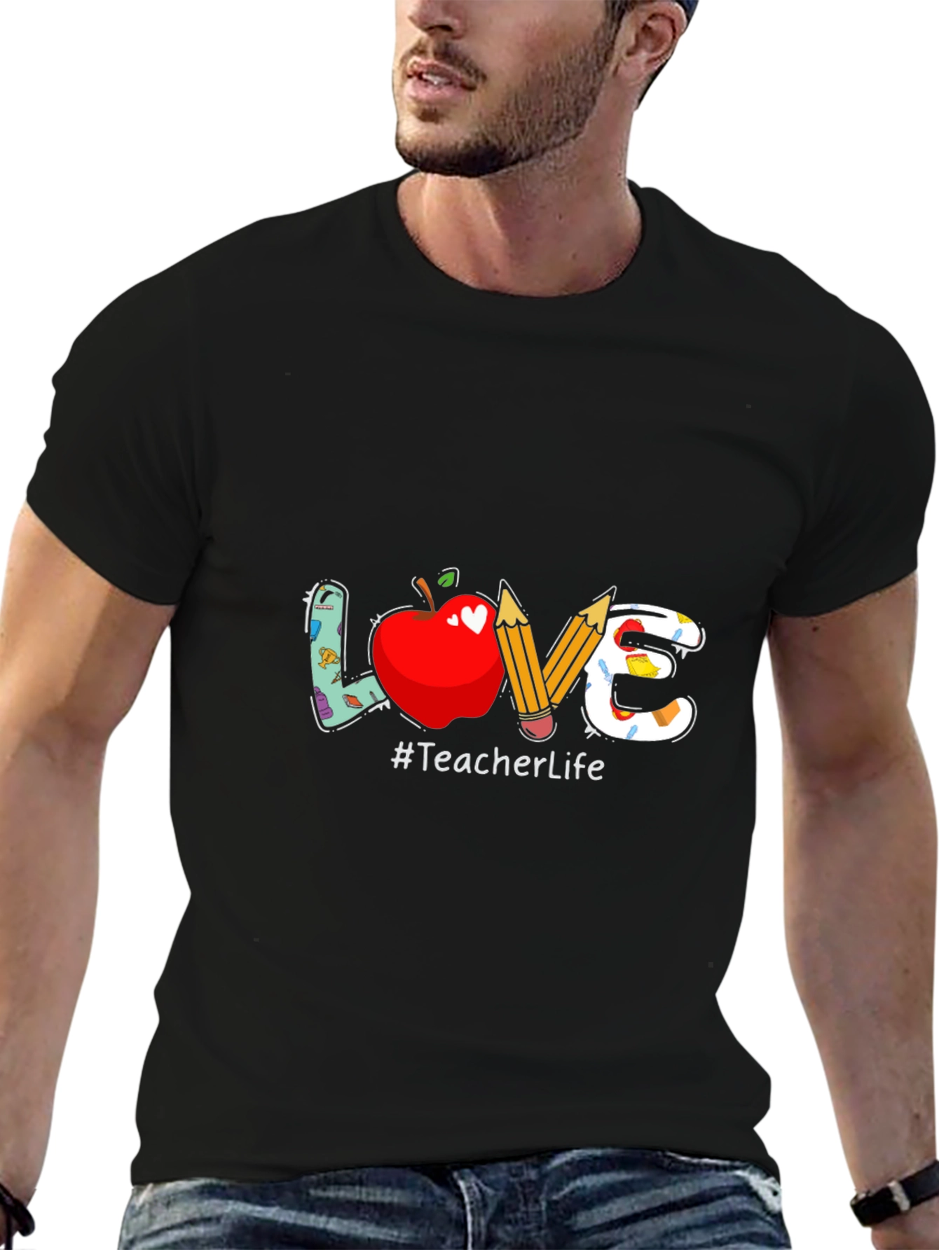 Teacher Life Graphic Tee - LOVE Apple & Pencils