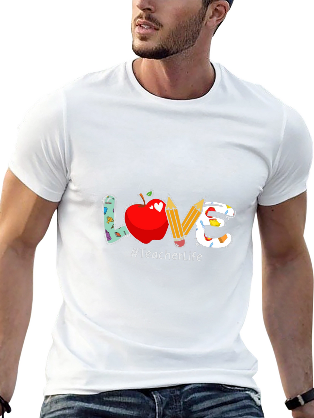Teacher Life Graphic Tee - LOVE Apple & Pencils