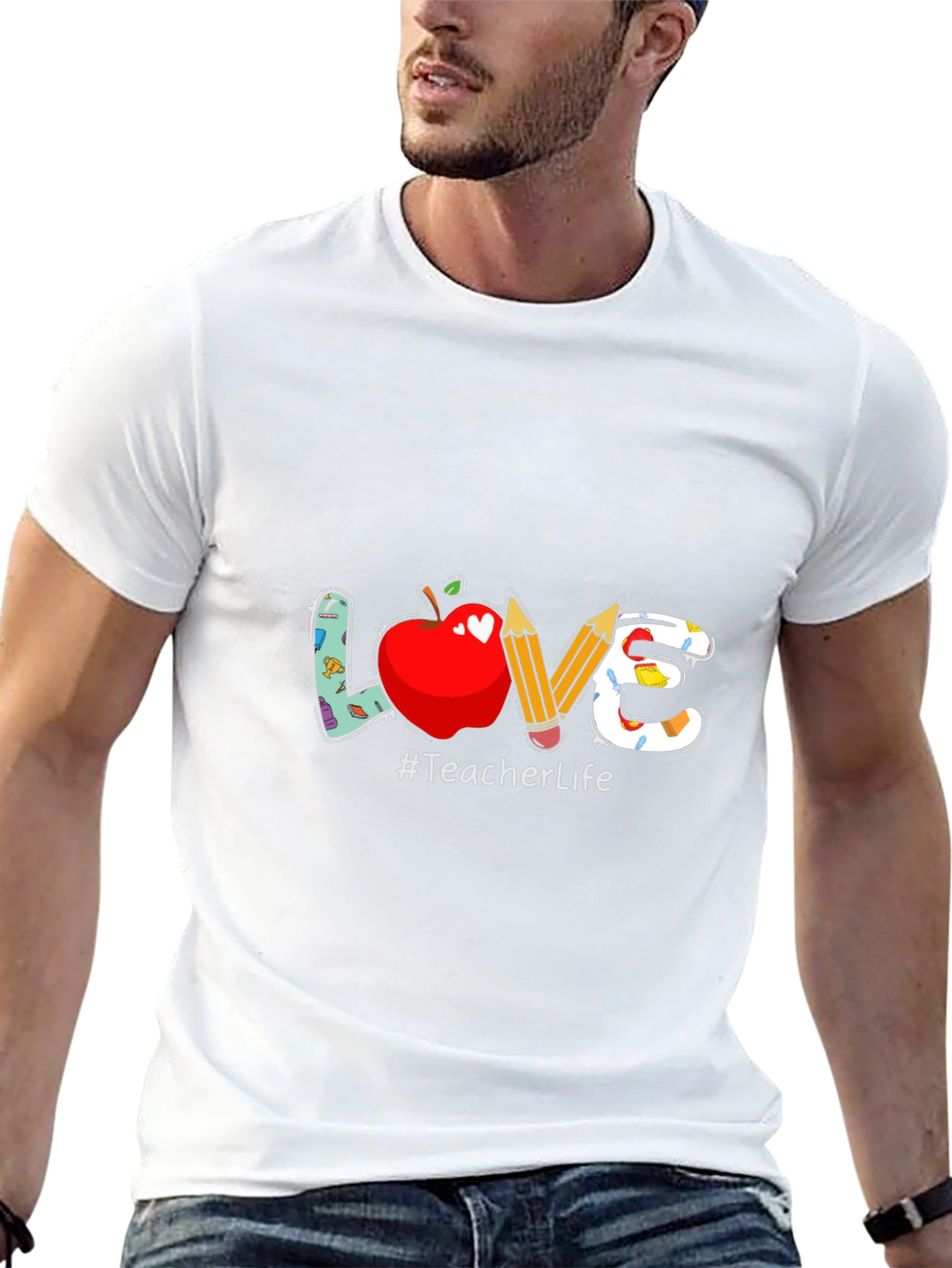 Teacher Life Graphic Tee - LOVE Apple & Pencils