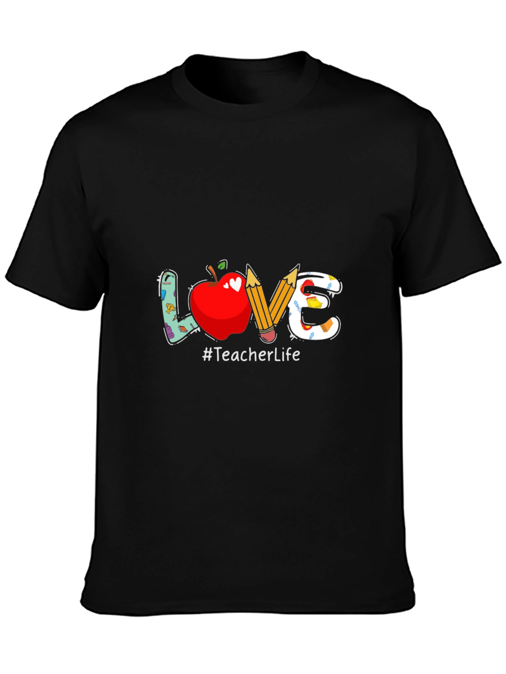 Teacher Life Graphic Tee - LOVE Apple & Pencils