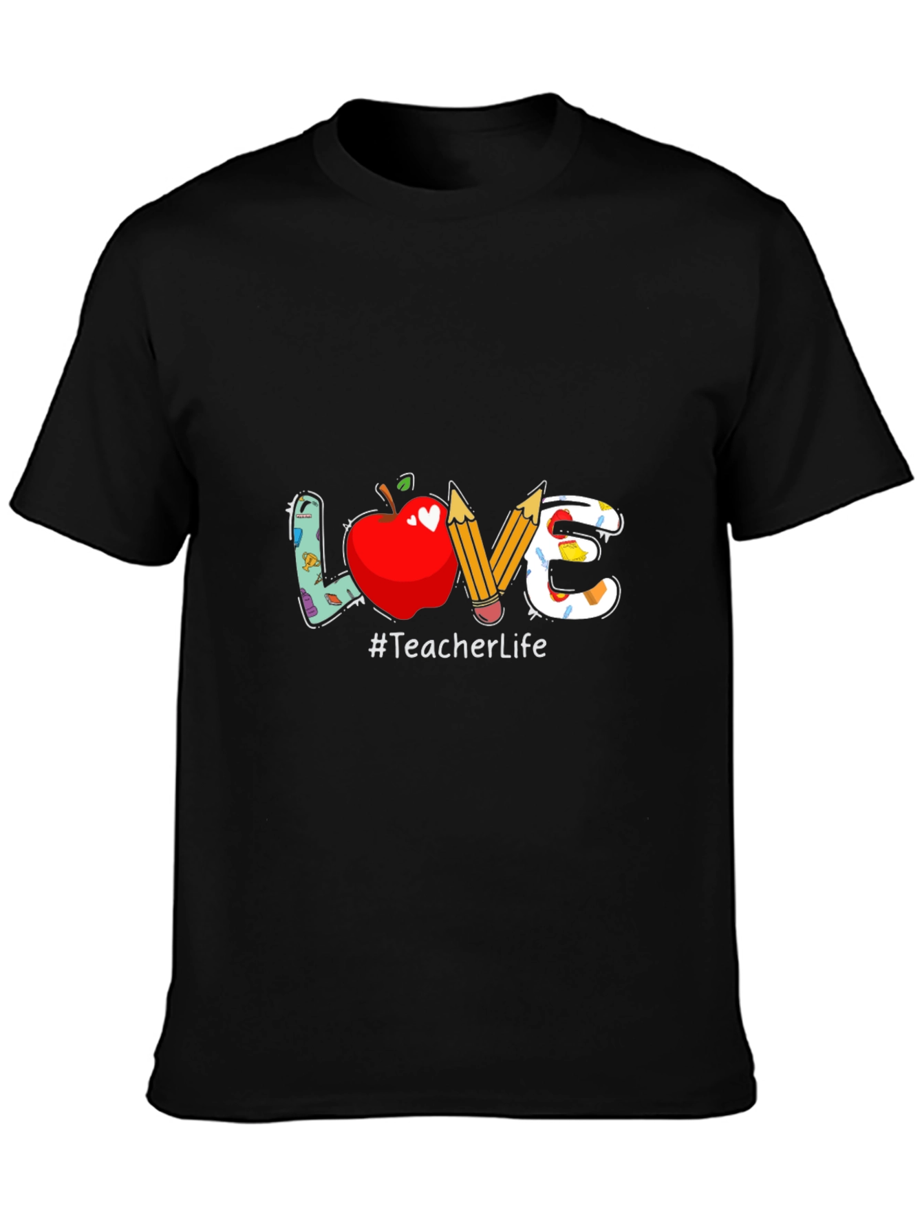 Teacher Life Graphic Tee - LOVE Apple & Pencils