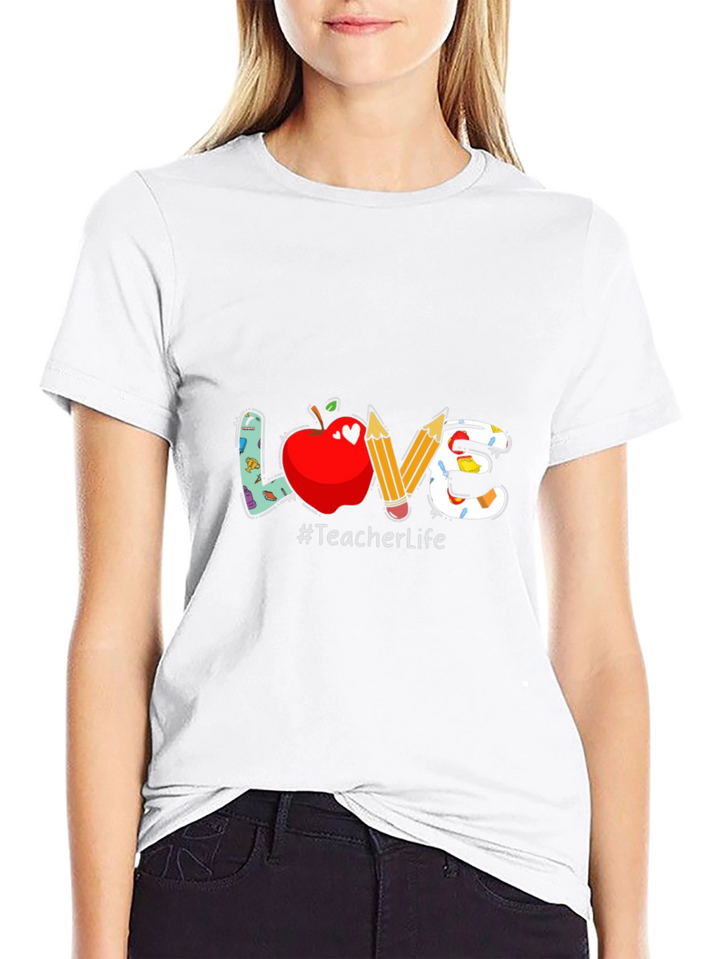 Teacher Life Graphic Tee - LOVE Apple & Pencils
