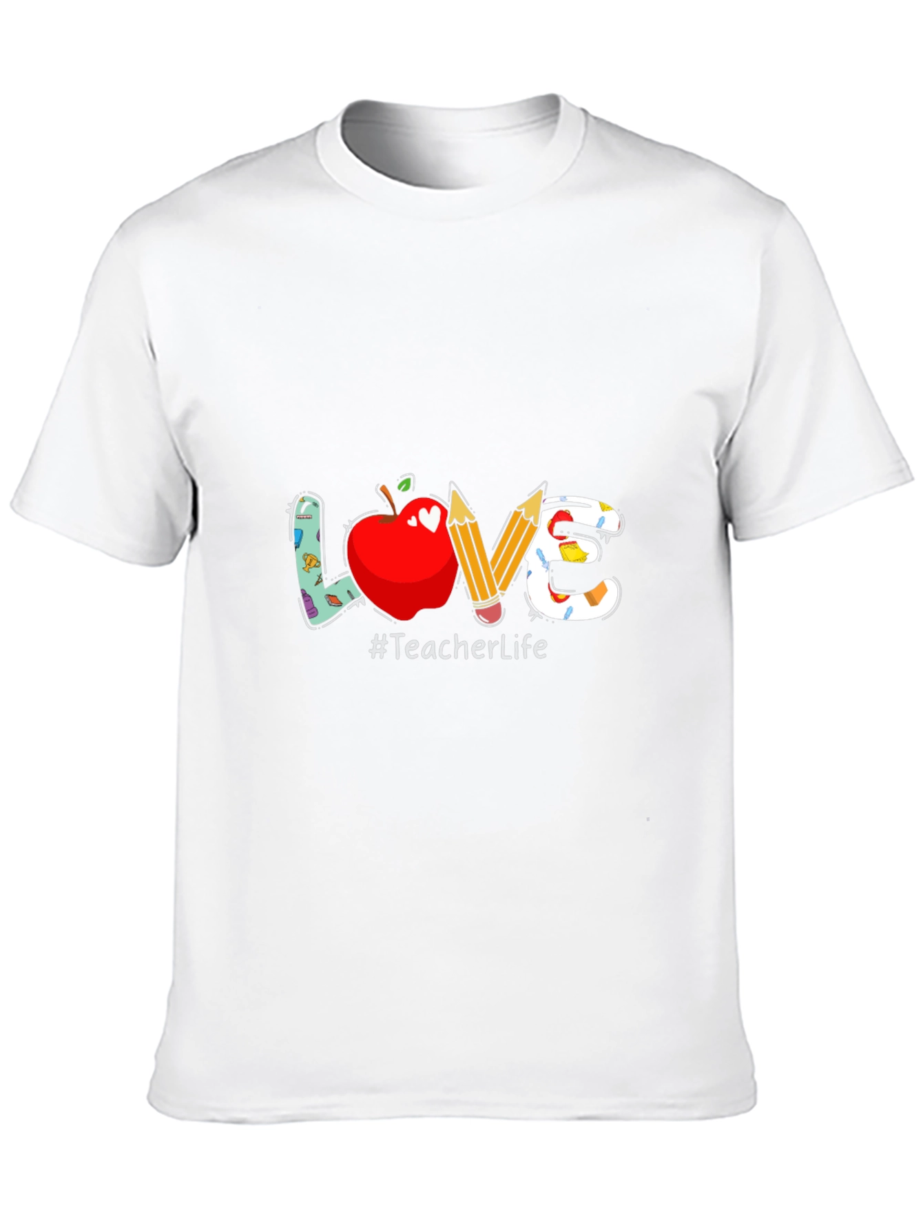 Teacher Life Graphic Tee - LOVE Apple & Pencils