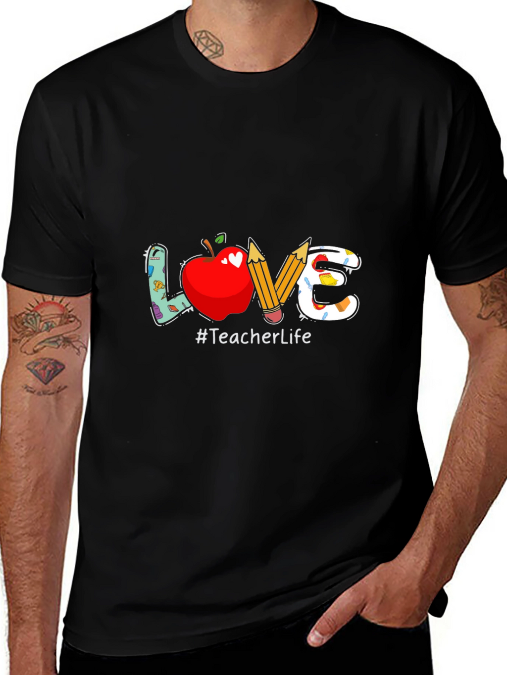 Teacher Life Graphic Tee - LOVE Apple & Pencils