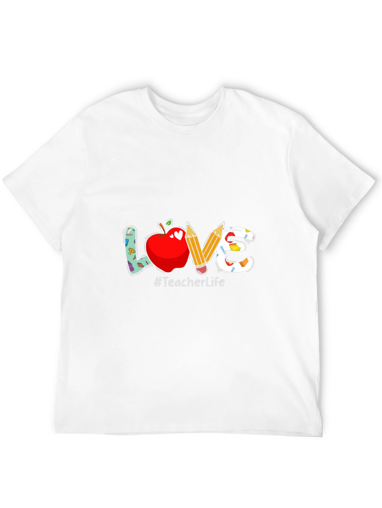 Teacher Life Graphic Tee - LOVE Apple & Pencils