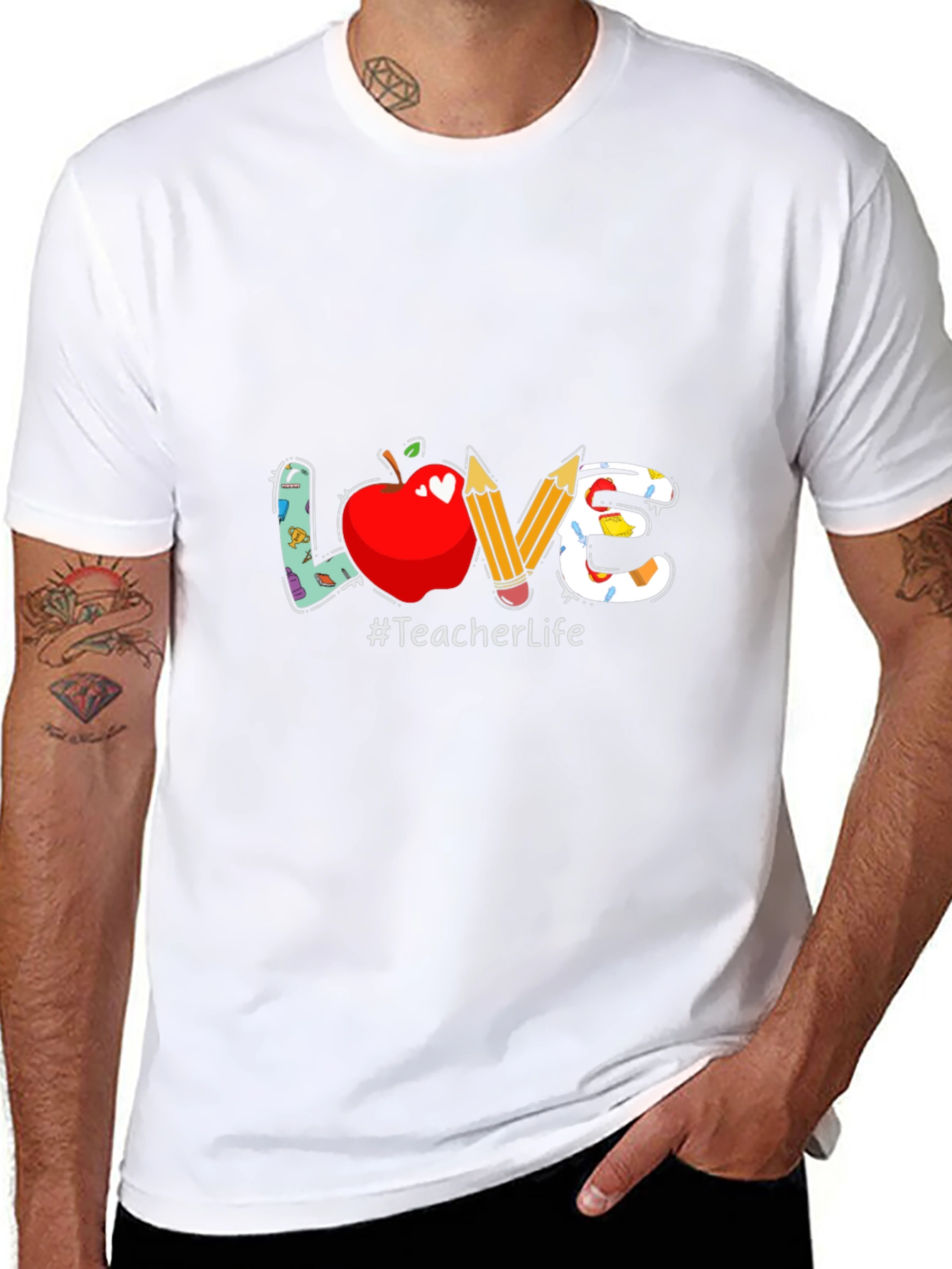 Teacher Life Graphic Tee - LOVE Apple & Pencils
