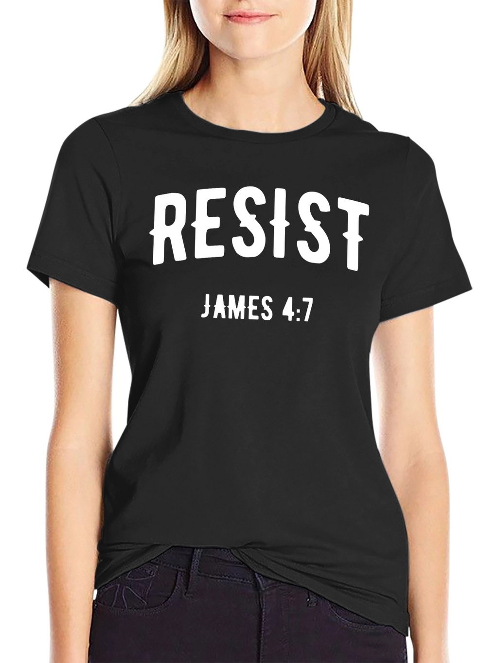 Resist James 4:7 Black Graphic Tee