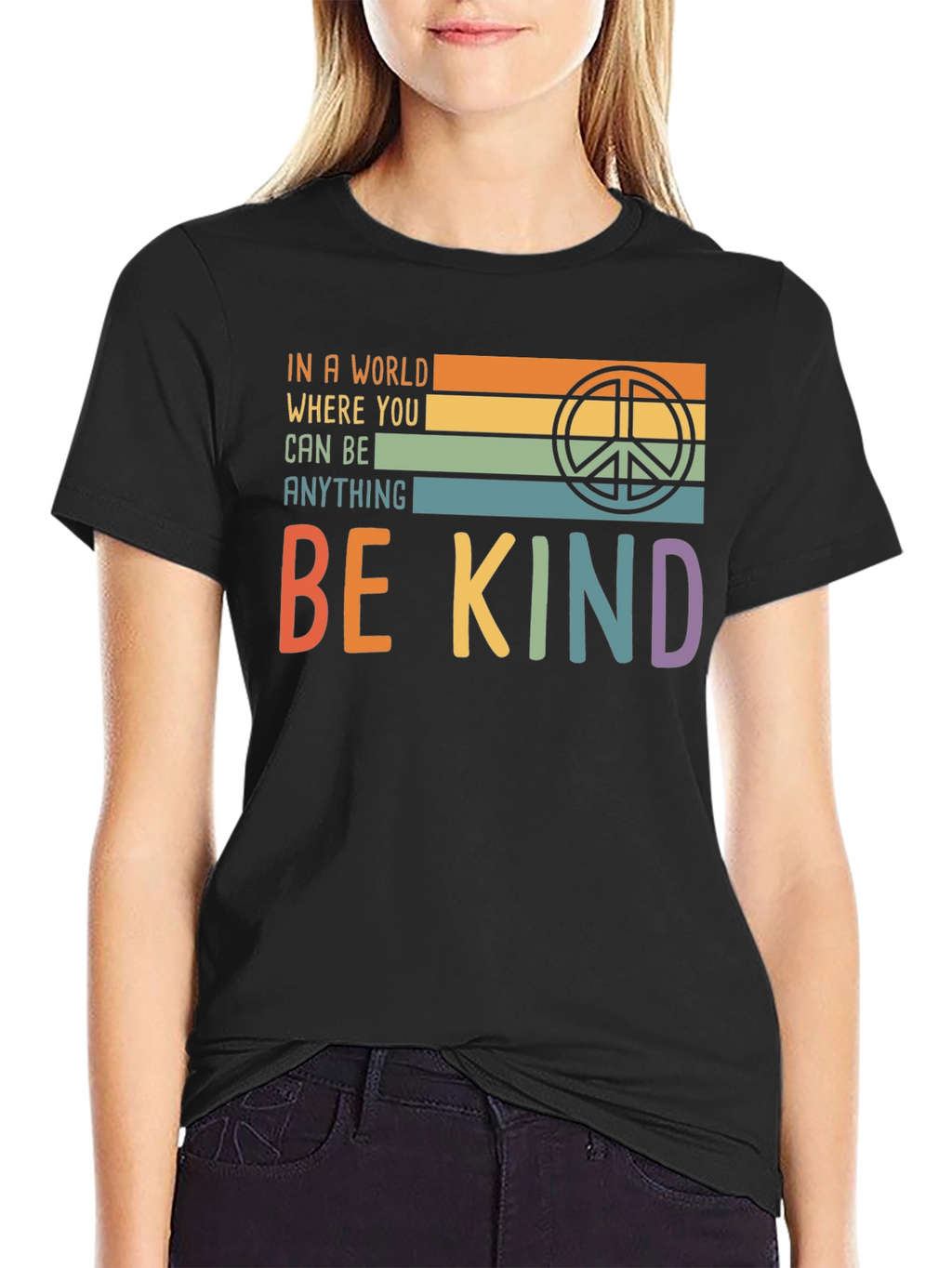 Be Kind T-Shirt with Retro Peace Symbol