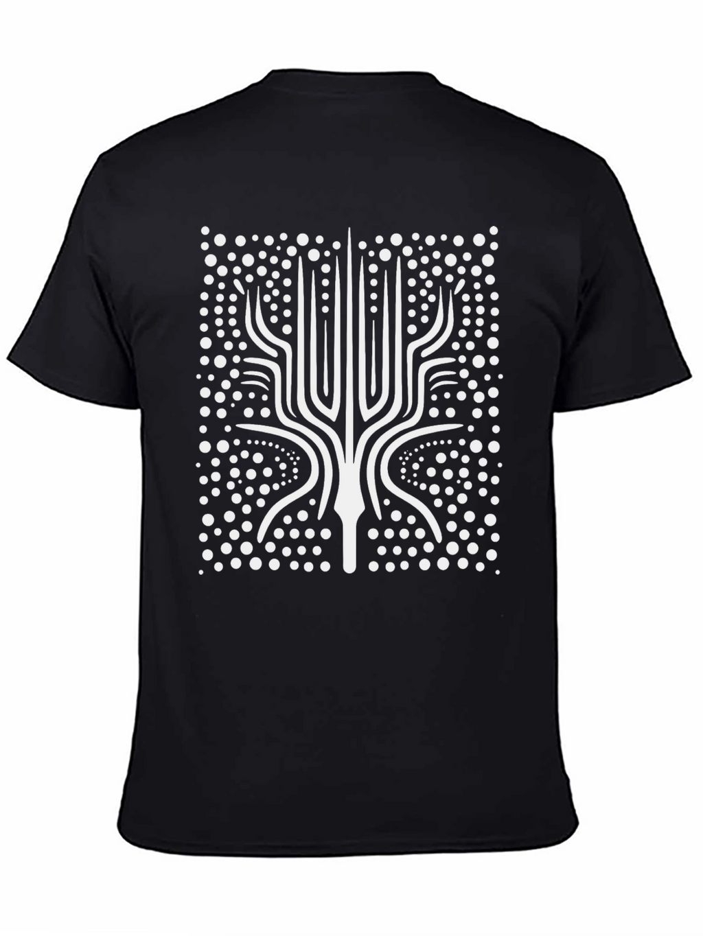 Abstract Geometric Tree Black Graphic Tee