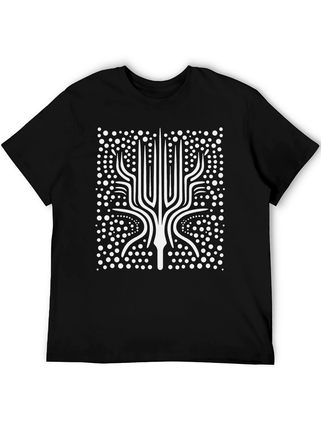 Abstract Geometric Tree Black Graphic Tee