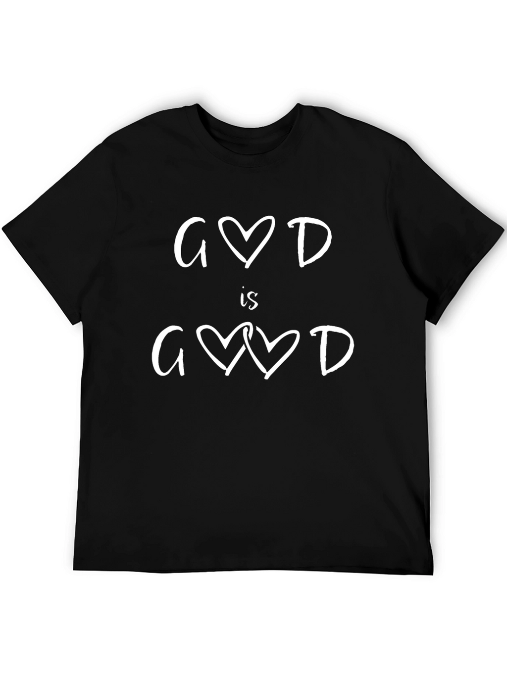 God is Good Heart Graphic Black T-Shirt