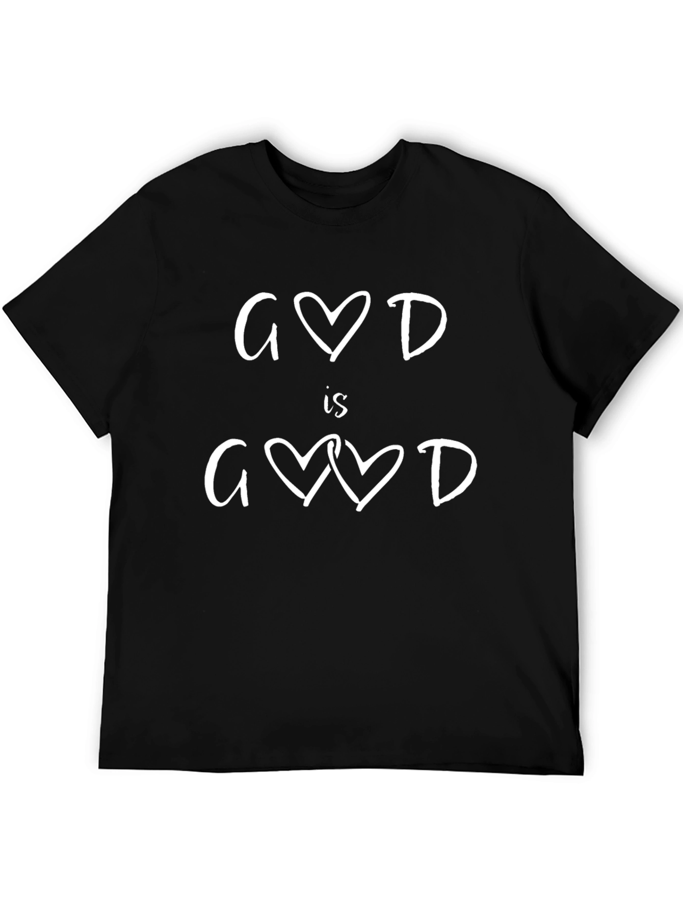 God is Good Heart Graphic Black T-Shirt