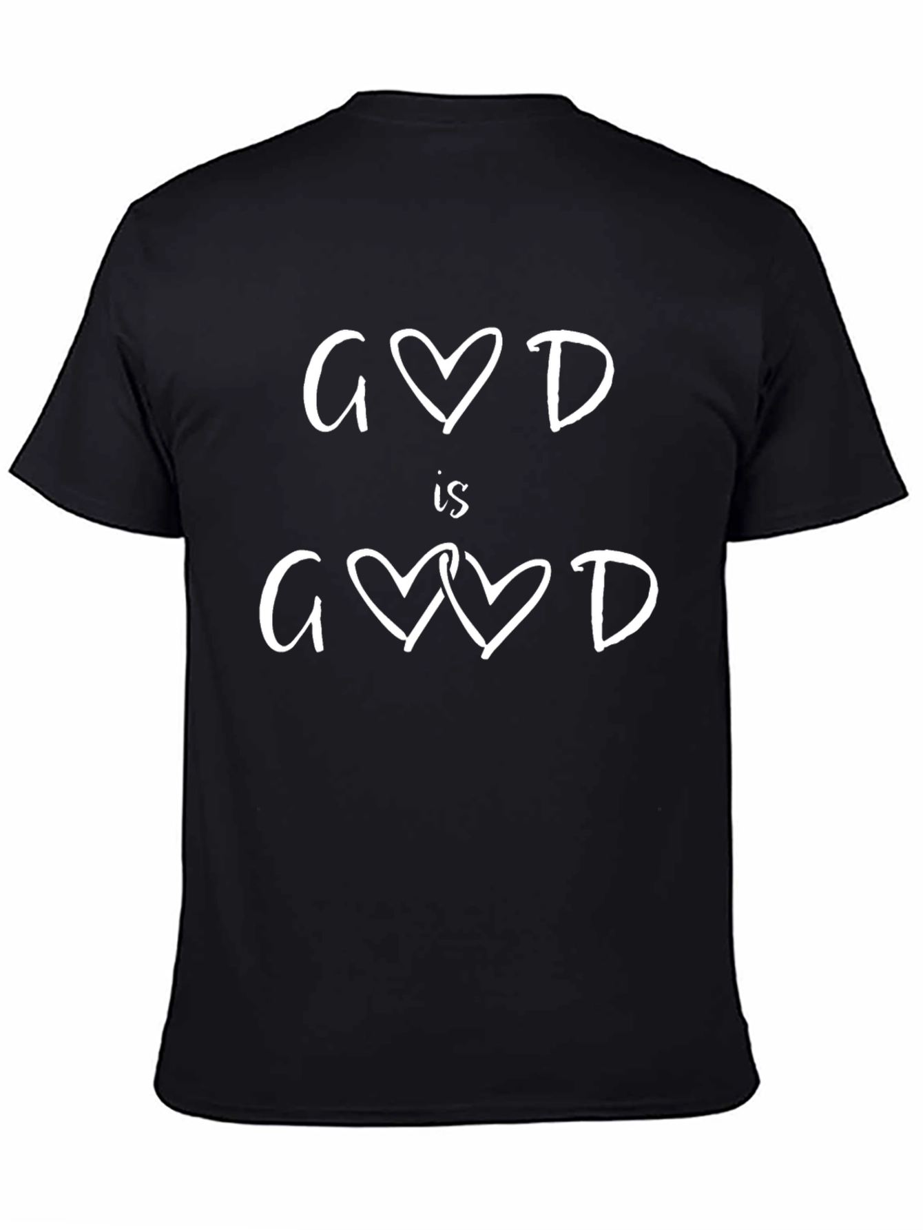 God is Good Heart Graphic Black T-Shirt