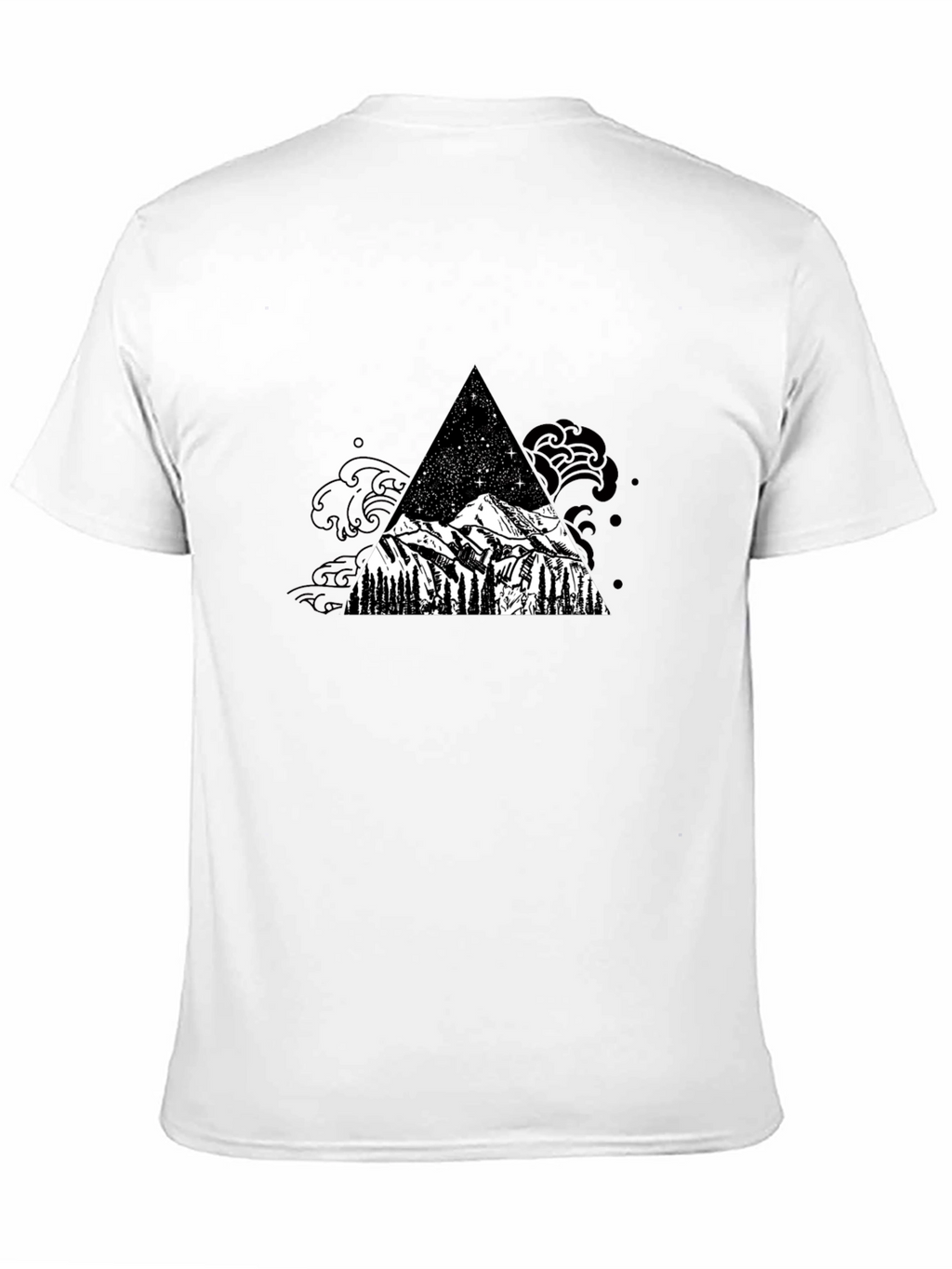 Mountain and Stars Black T-Shirt