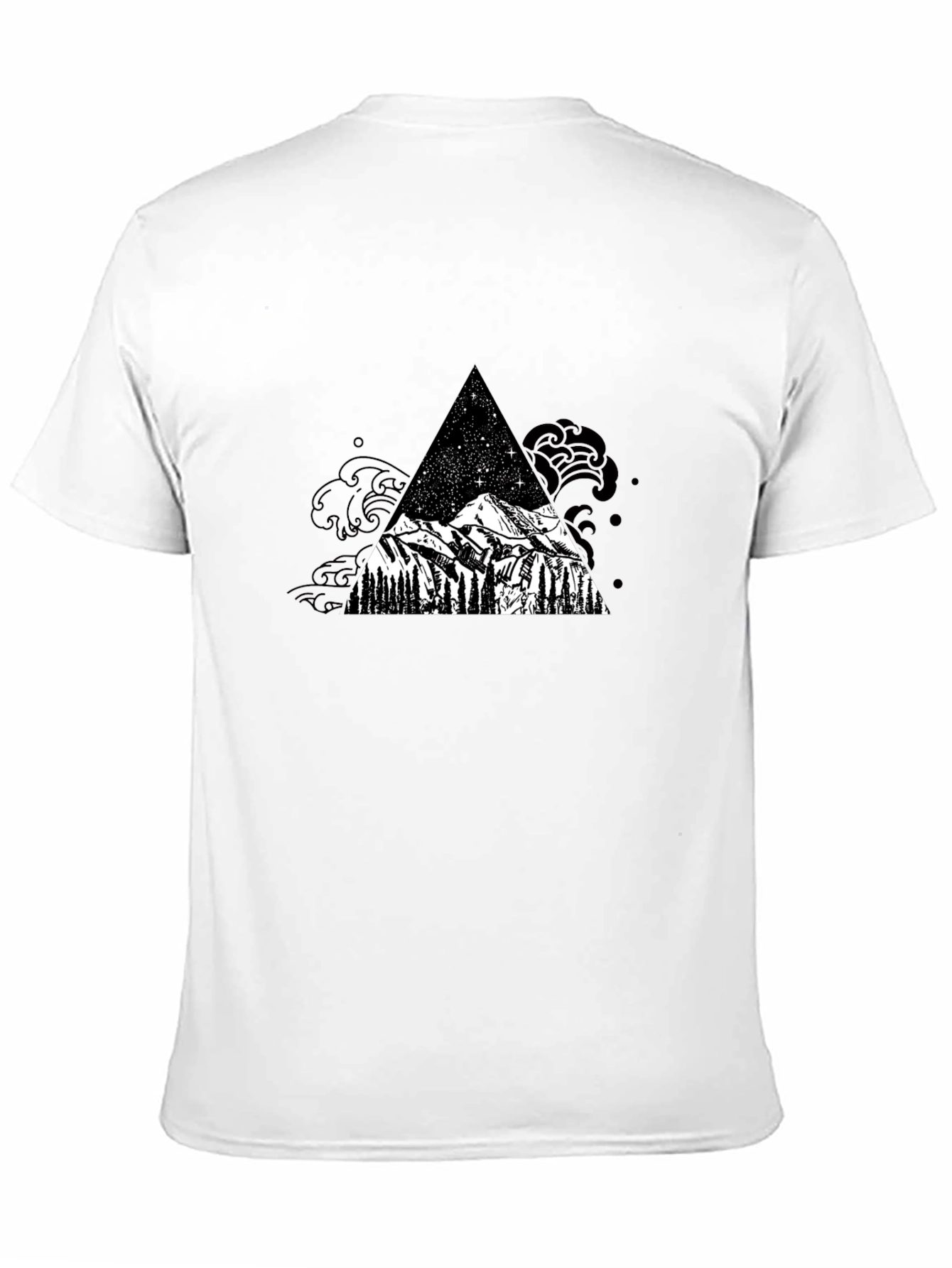 Mountain and Stars Black T-Shirt