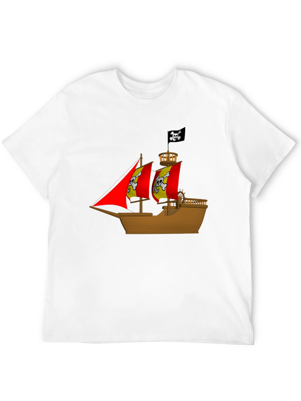 Pirate Ship Graphic T-Shirt - Black Cotton Tee