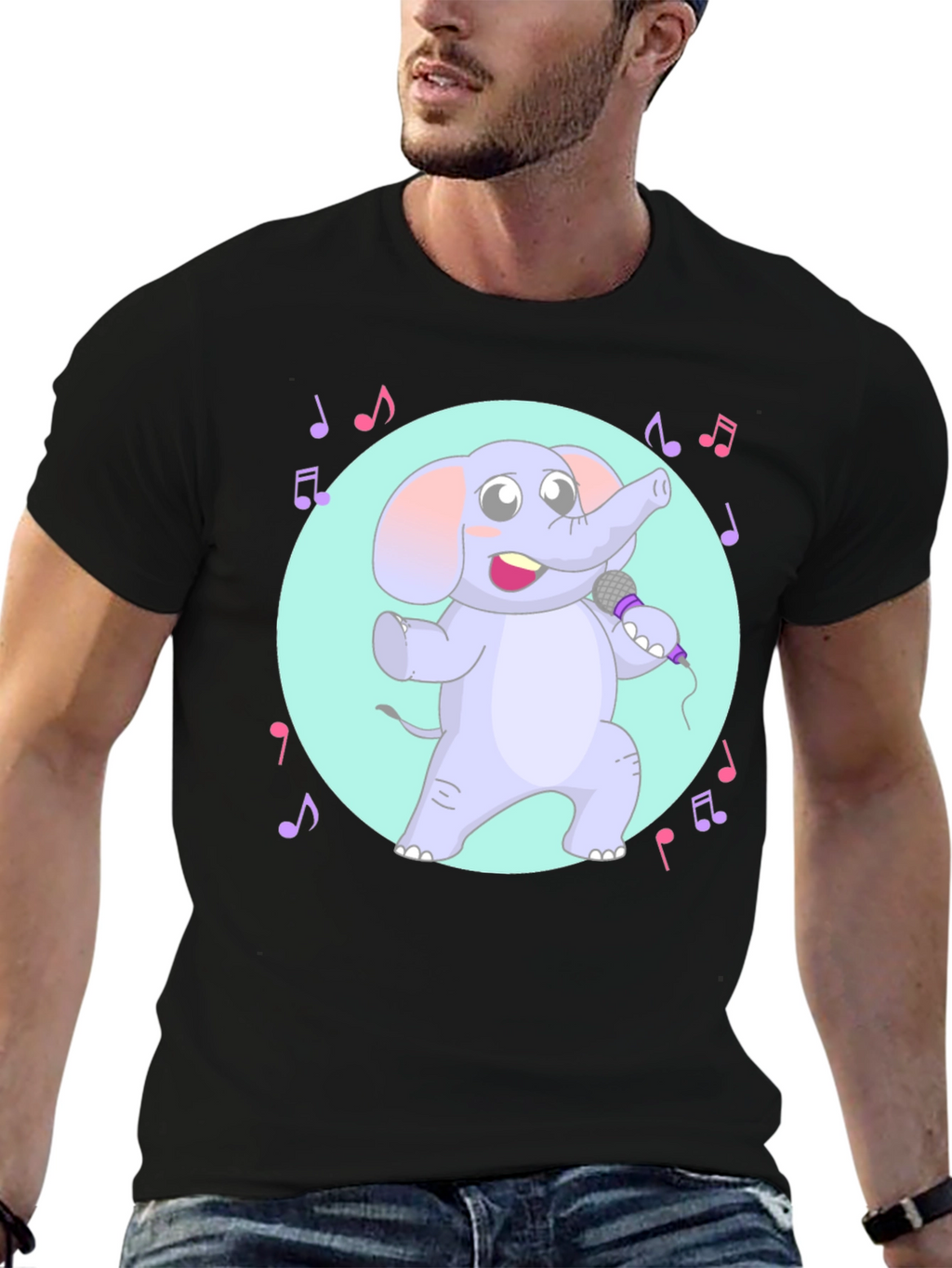Singing Elephant Graphic Tee - Unique Design