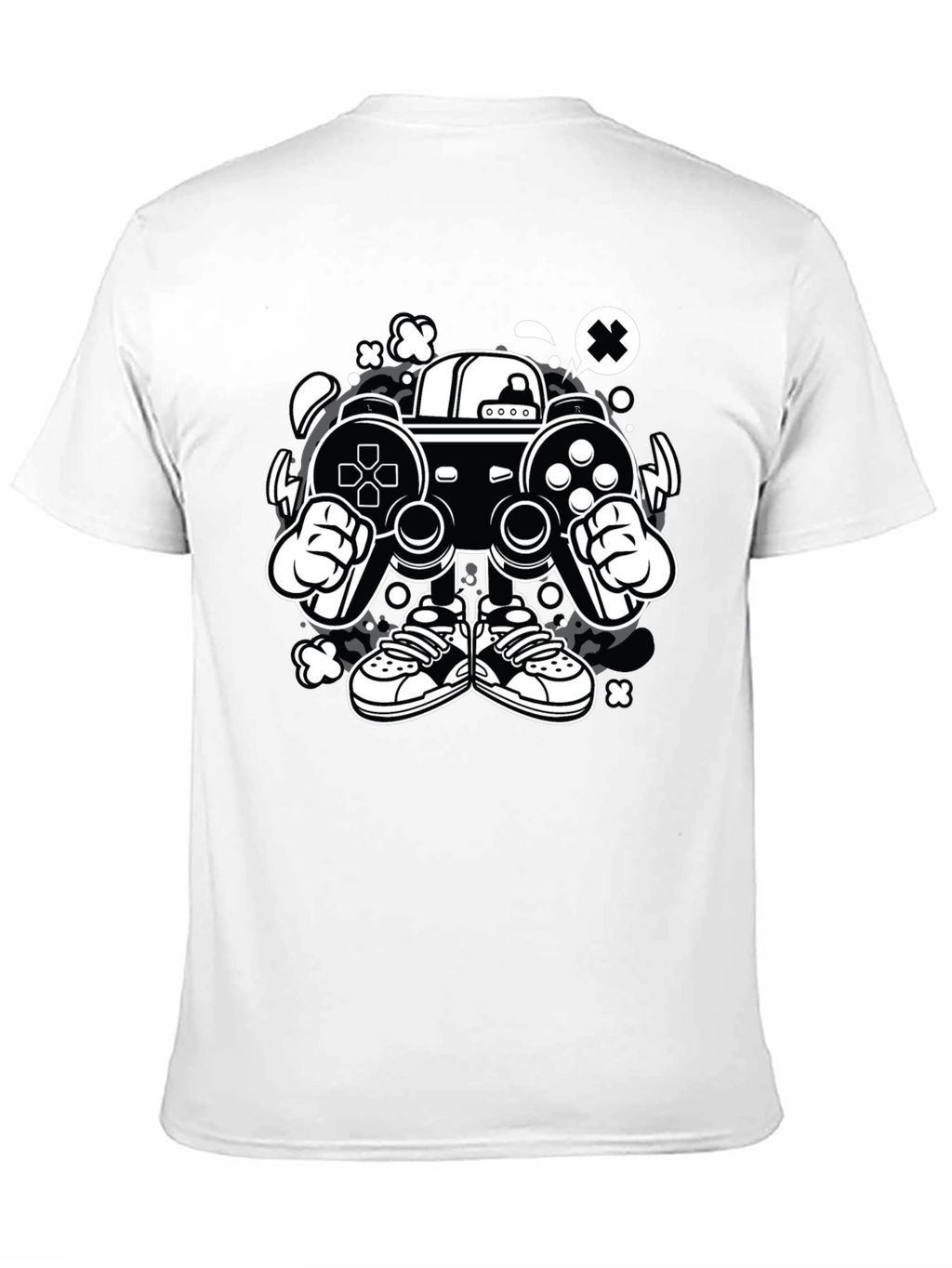Gaming Console Cartoon Graphic Tee - Black