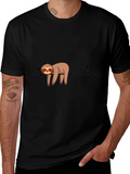 Sloth Heartbeat Graphic Tee - Relaxed Style