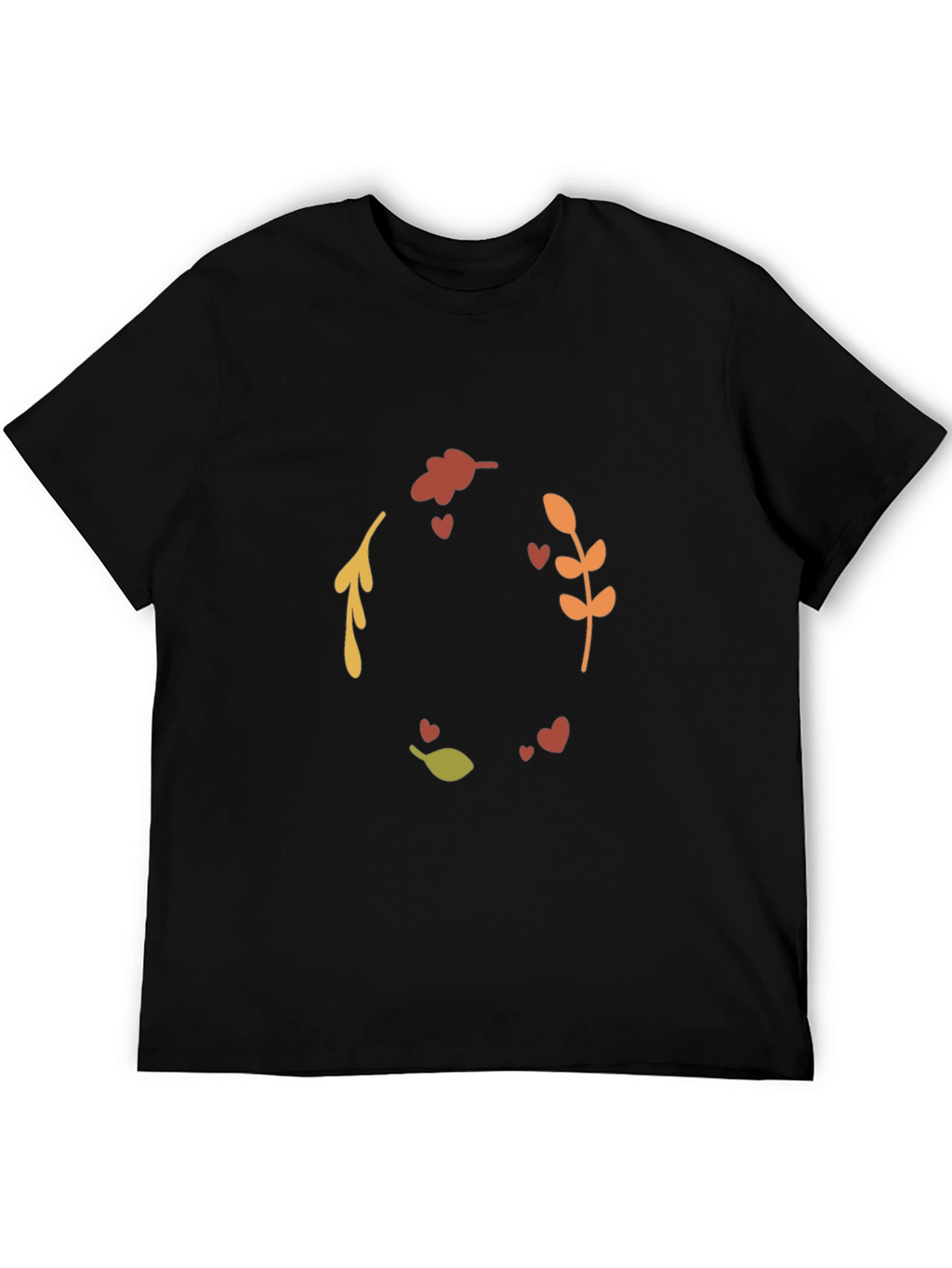 Autumn Leaves & Hearts Black Graphic Tee