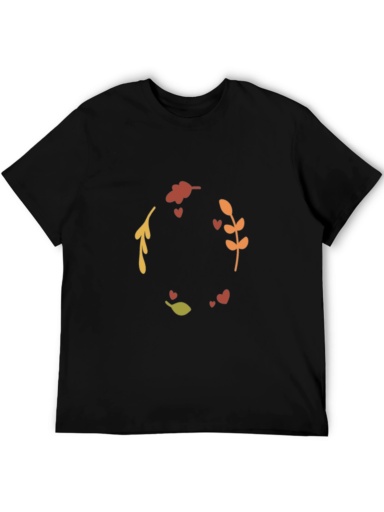 Autumn Leaves & Hearts Black Graphic Tee