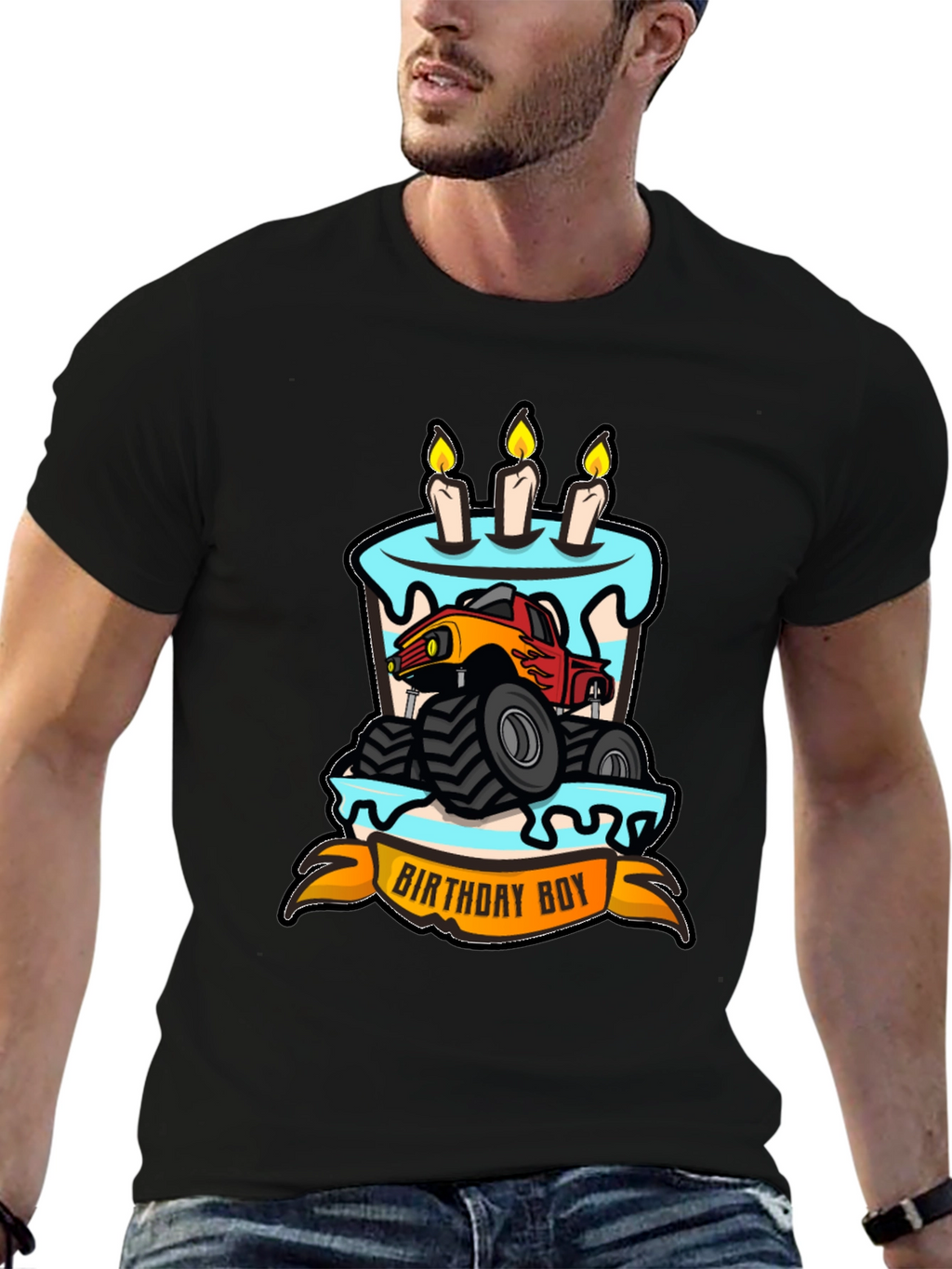 Birthday Boy Monster Truck Cake T-Shirt