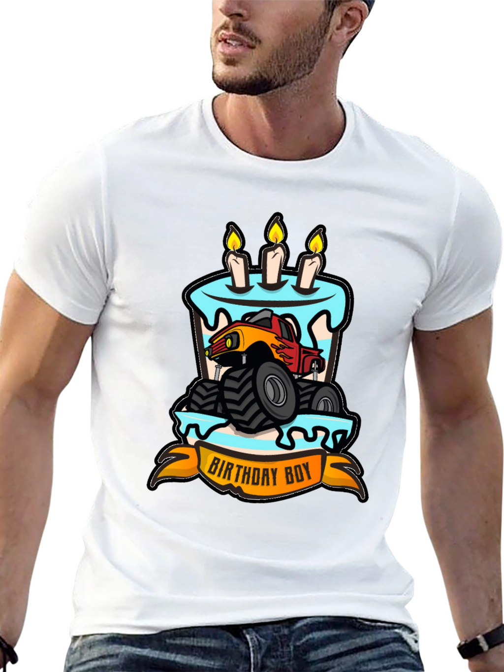 Birthday Boy Monster Truck Cake T-Shirt