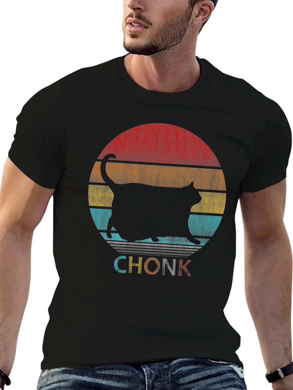 Chonk Cat Retro T-Shirt Funny Graphic Tee