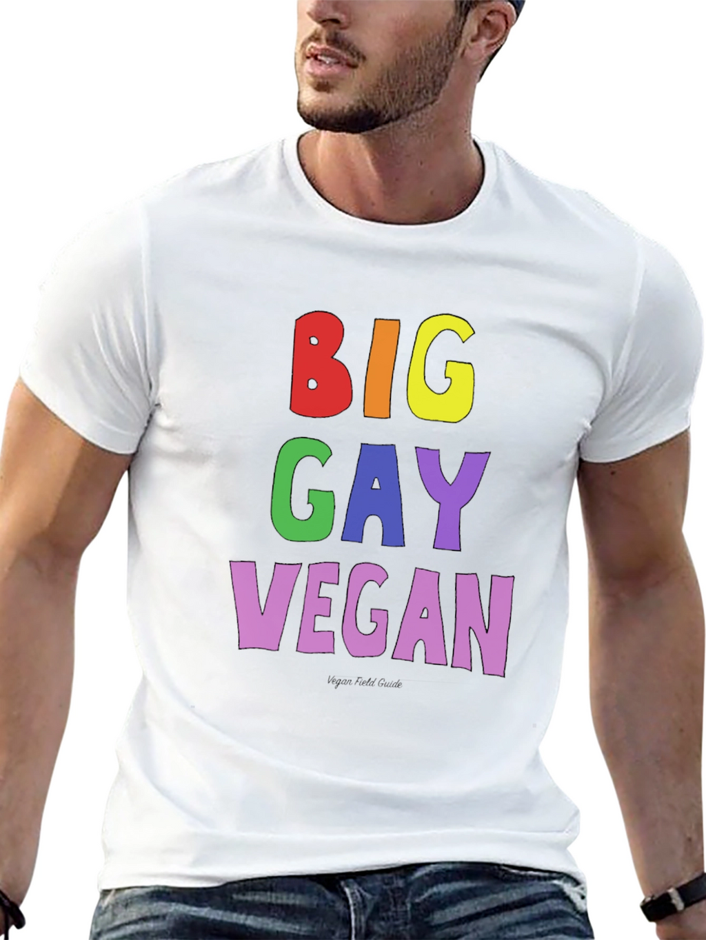 Big Gay Vegan Pride T-Shirt - Black Cotton Tee