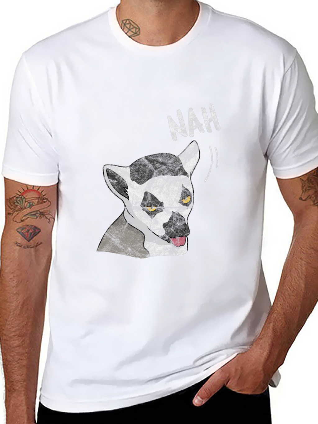 Lemur Nah Graphic Tee - Black Cotton T-Shirt