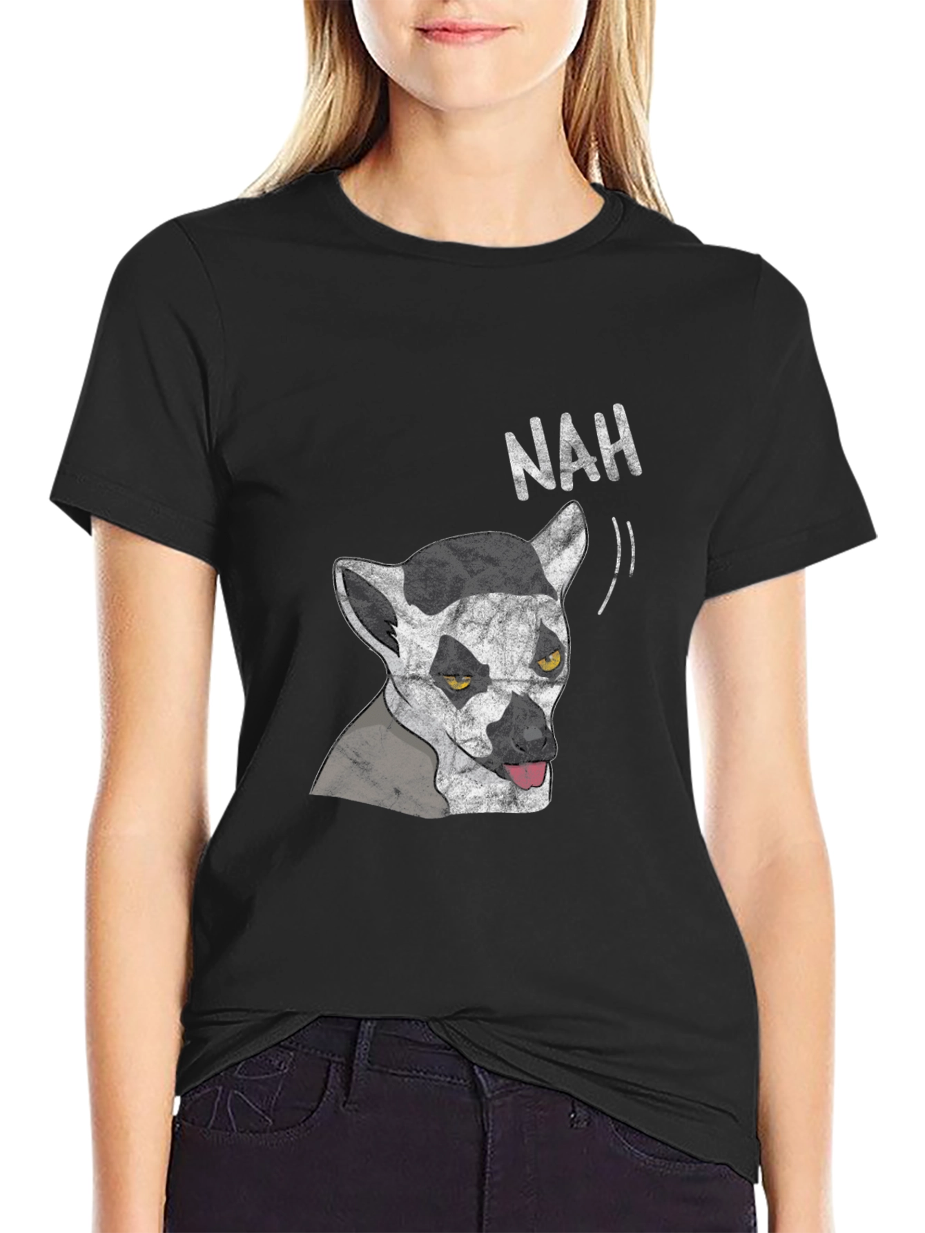 Lemur Nah Graphic Tee - Black Cotton T-Shirt