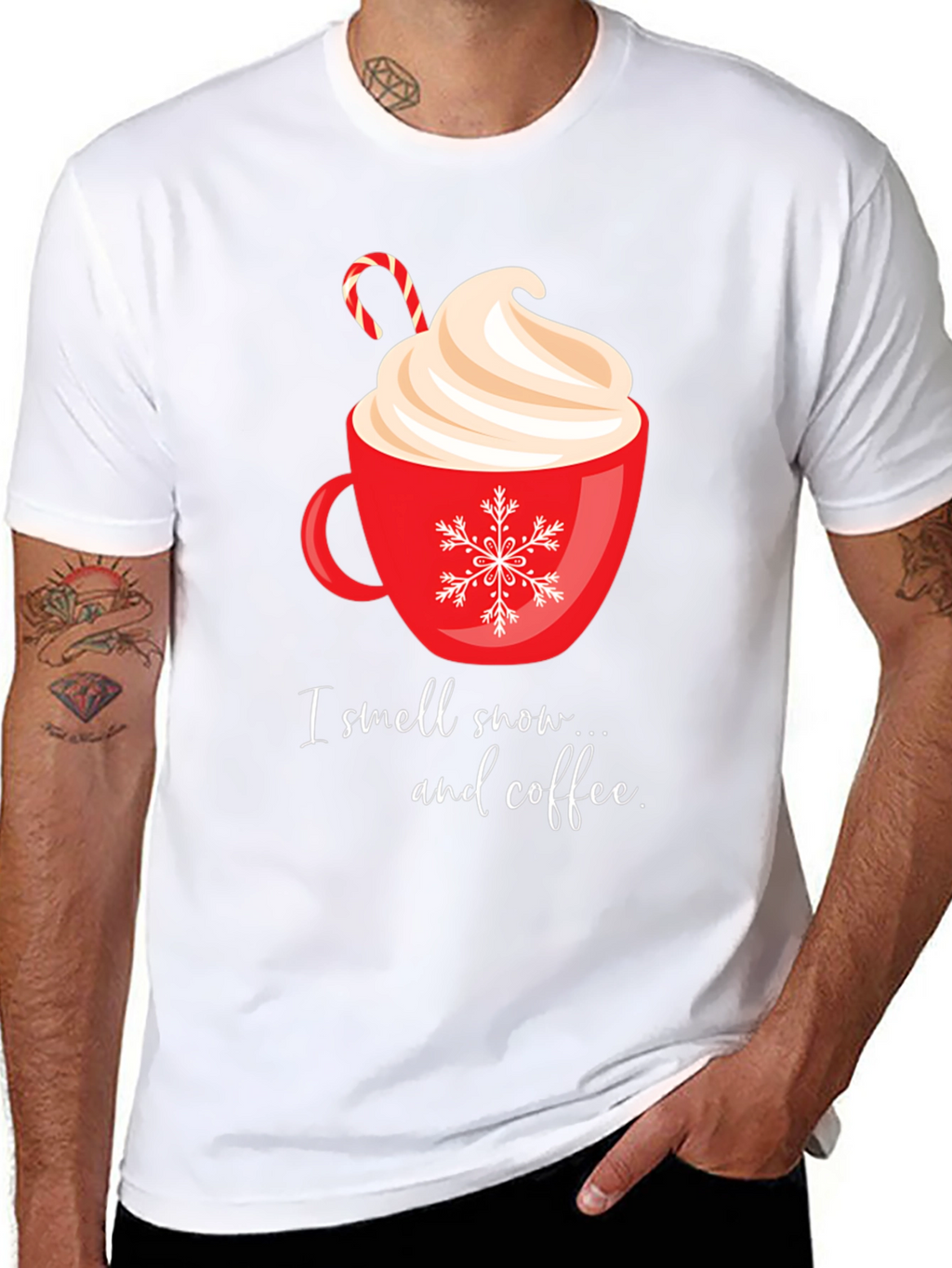 Festive Coffee T-Shirt - I smell snow... and coffee.