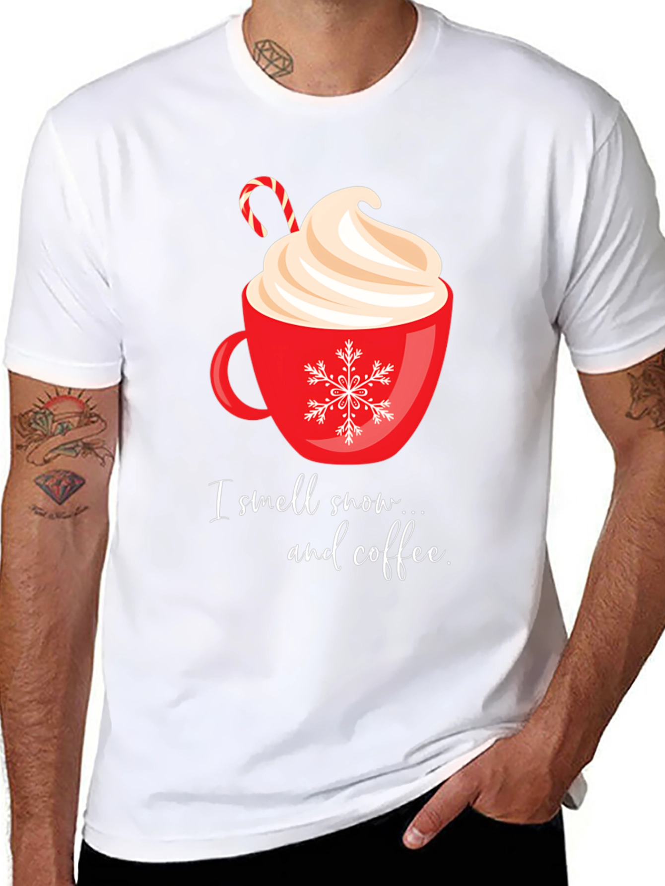 Festive Coffee T-Shirt - I smell snow... and coffee.