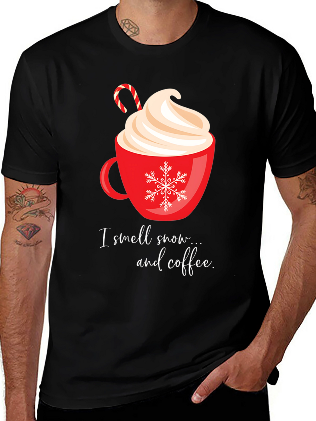 Festive Coffee T-Shirt - I smell snow... and coffee.