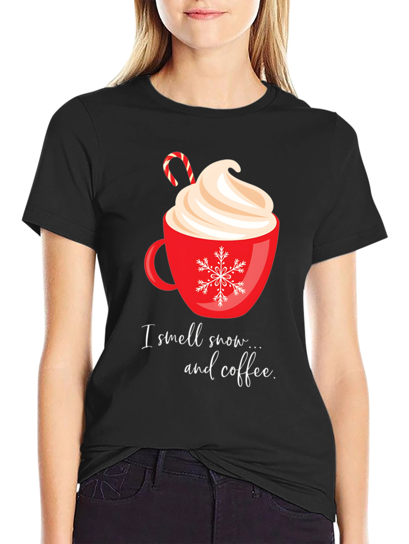 Festive Coffee T-Shirt - I smell snow... and coffee.
