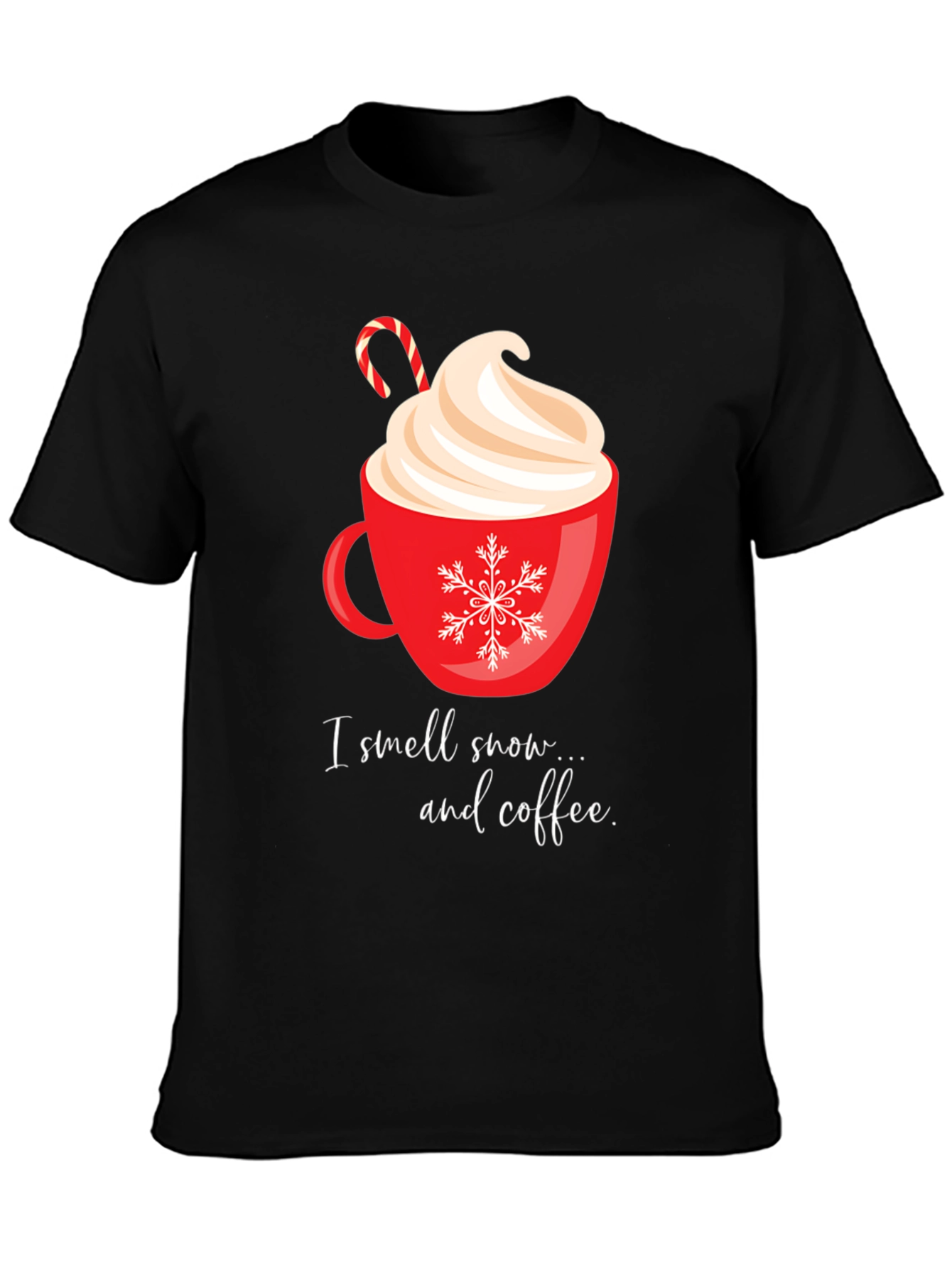 Festive Coffee T-Shirt - I smell snow... and coffee.